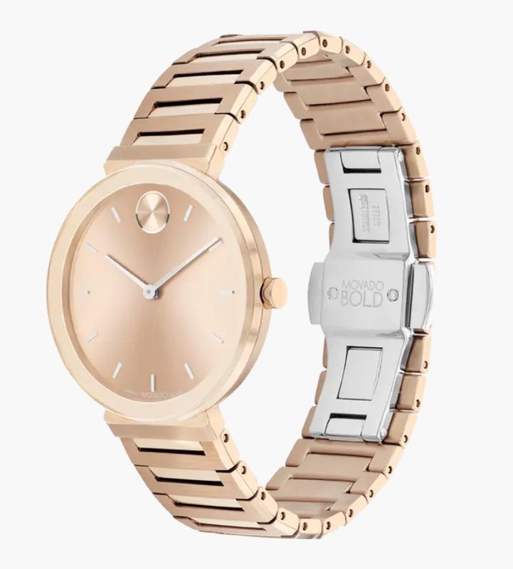 Movado BOLD 34mm Horizon Rose Gold Tone Dial Women's Watch 3601089