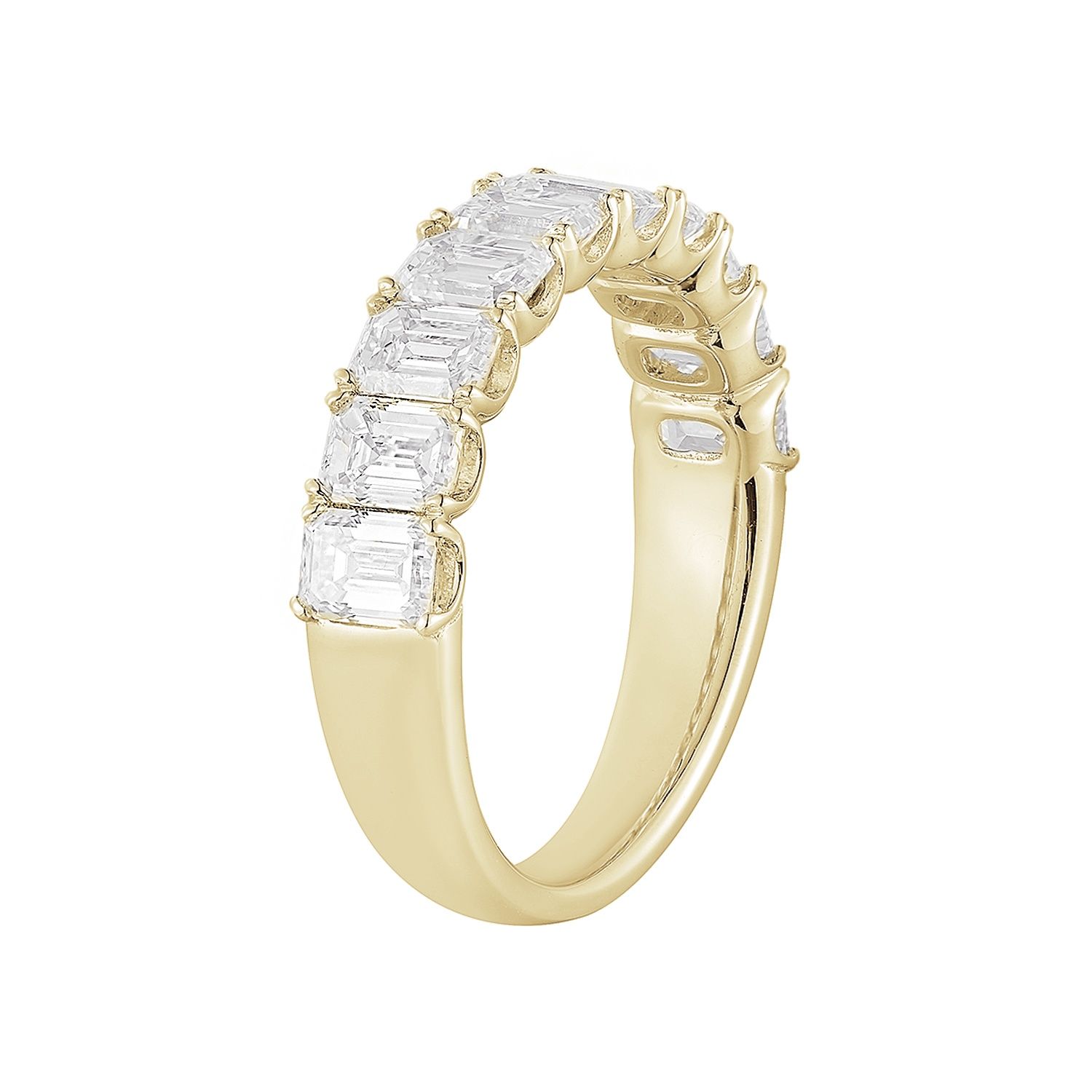 14K White/Yellow Gold Lab Grown Emerald-Cut Diamond Wedding Band MG-01, Colour: 14KYellow-3.69g-2.48ct-LG