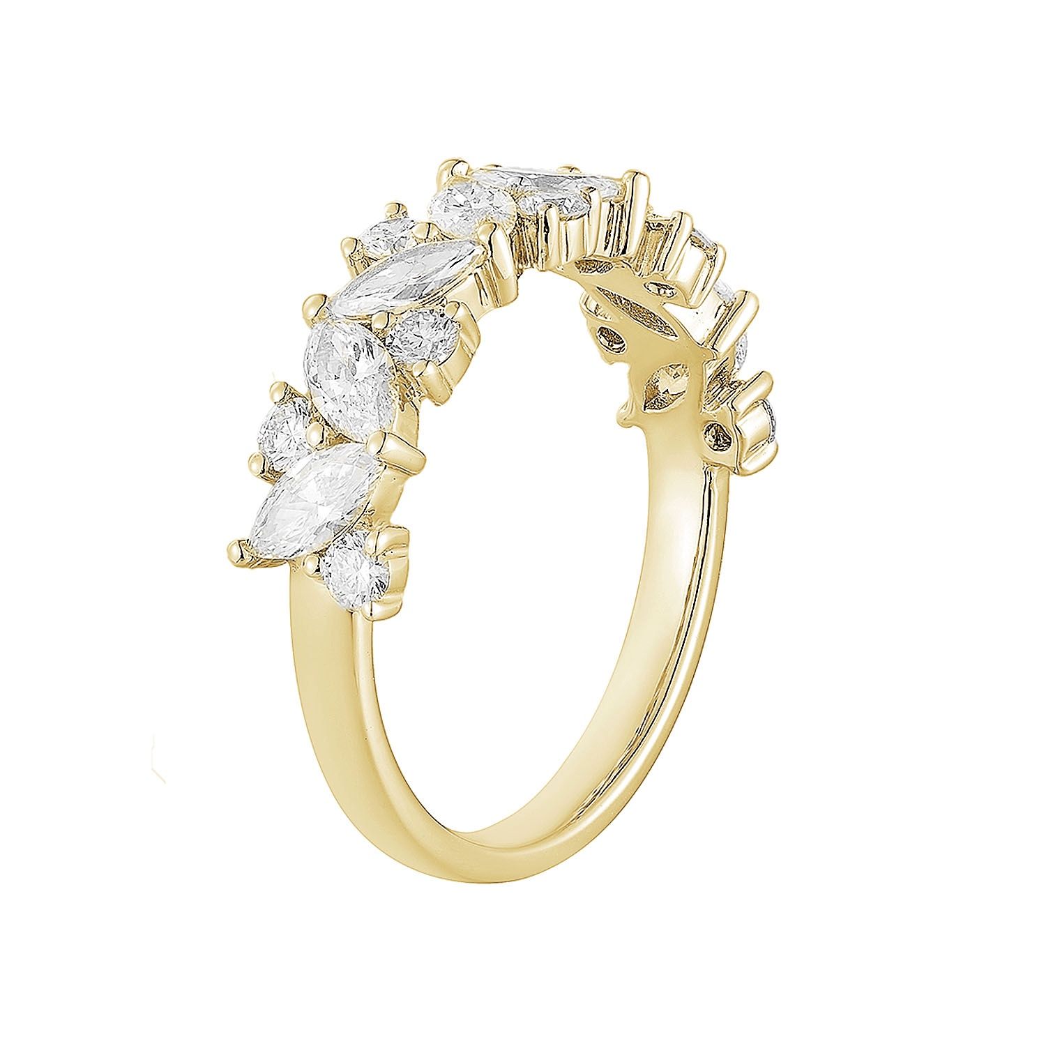 14K White/Yellow Gold Marquise Lab Grown Diamond Wedding Band Wedding  MG-17, Colour: 14KYellow-2.83g-1.388ct-LG