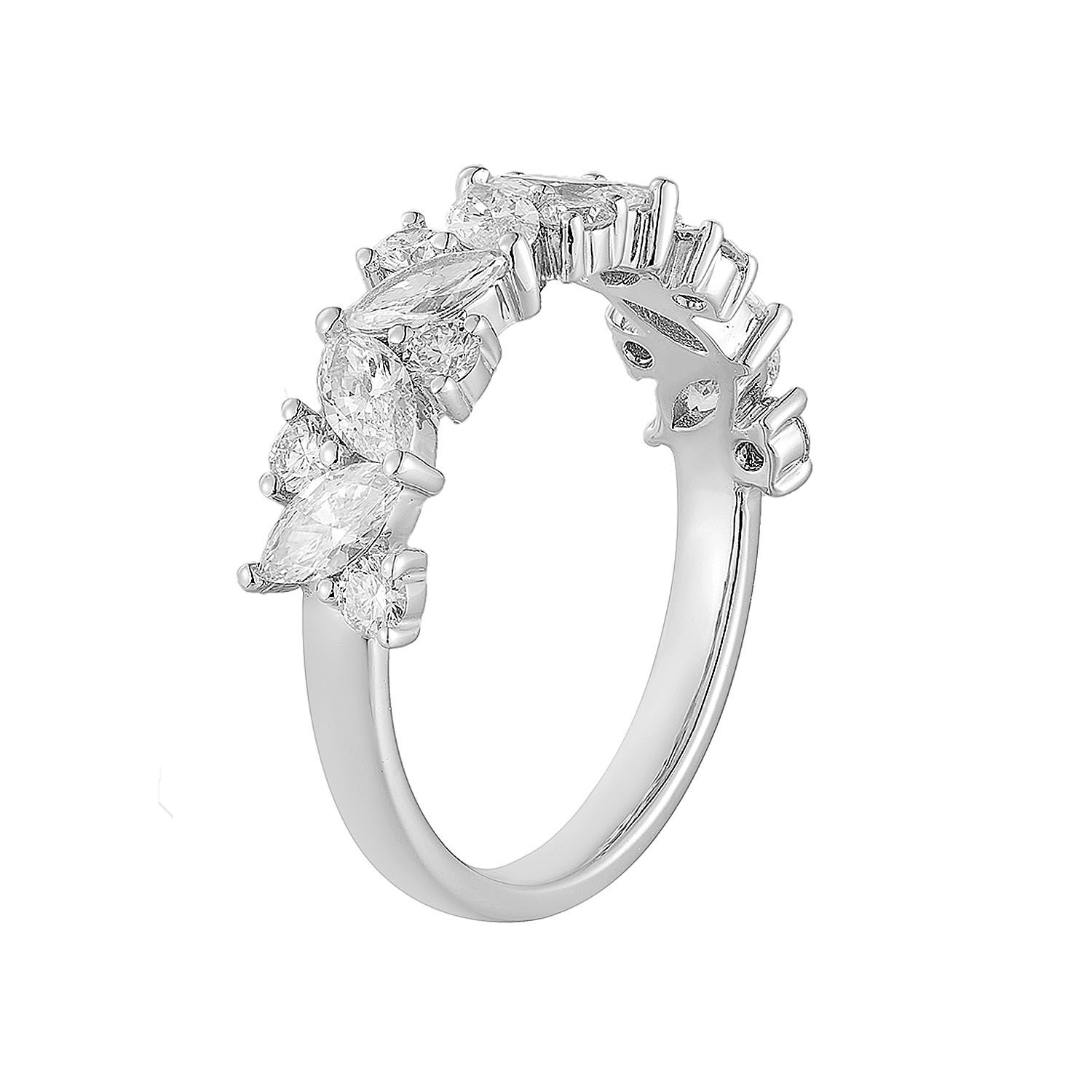 14K White/Yellow Gold Marquise Lab Grown Diamond Wedding Band Wedding  MG-17, Colour: 14KWhite-2.79g-1.387ct-LG