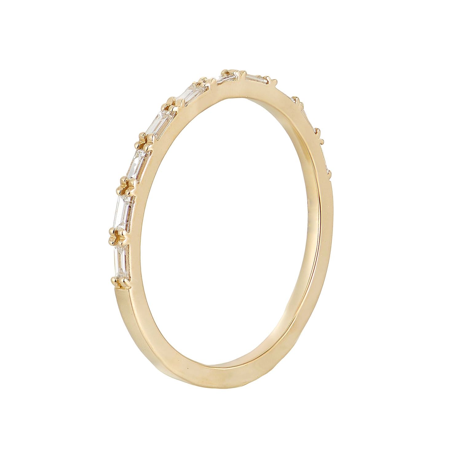 14K White/Yellow Gold Baguette Natural Diamond  Wedding Band MZ7763, Colour: 14K Yellow-1.09g-0.186ct-ND