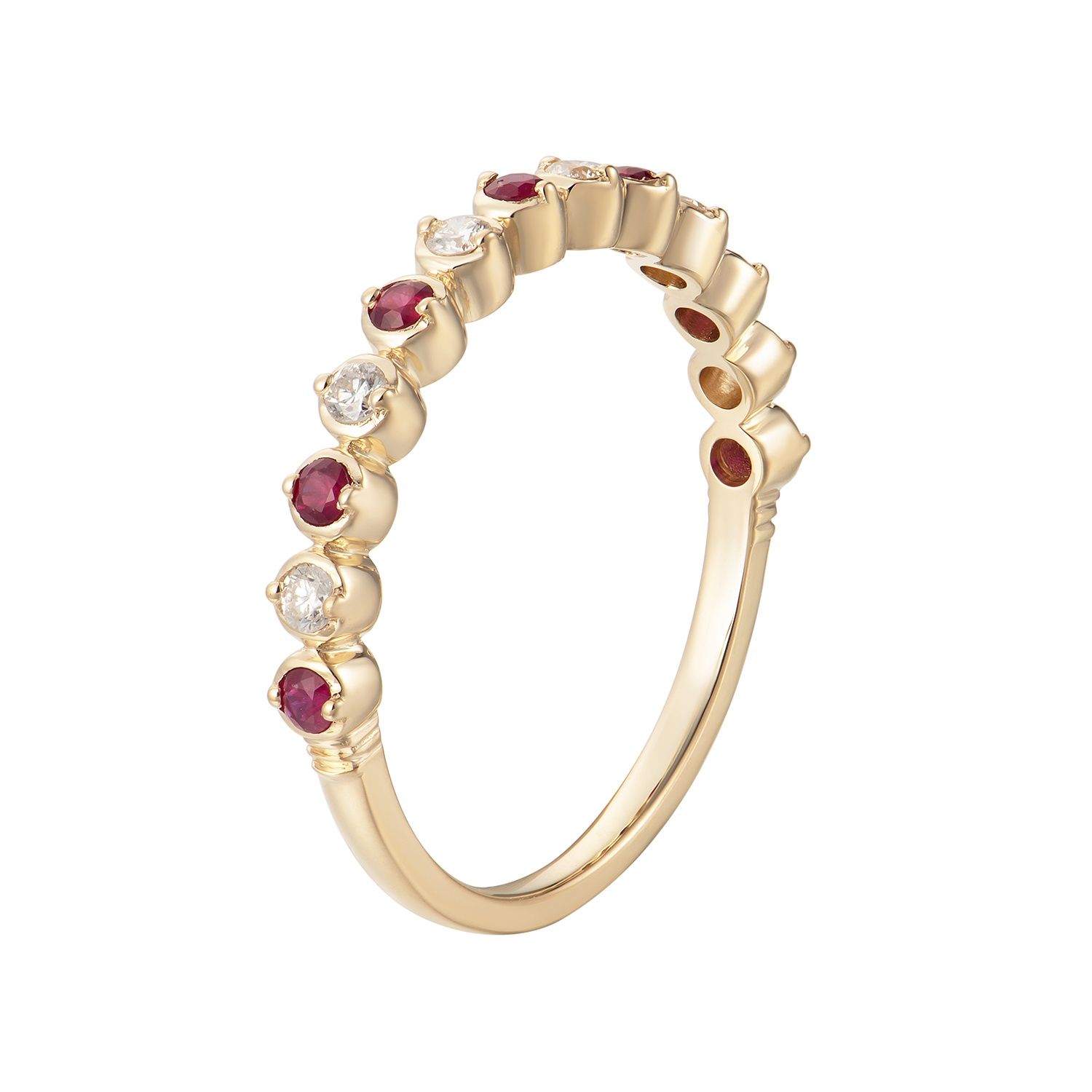 14K White/Yellow Gold Natural Diamond Color Gem Wedding Band MZ1540, main stone: 14KY-1.57g-0.305ct-Ruby
