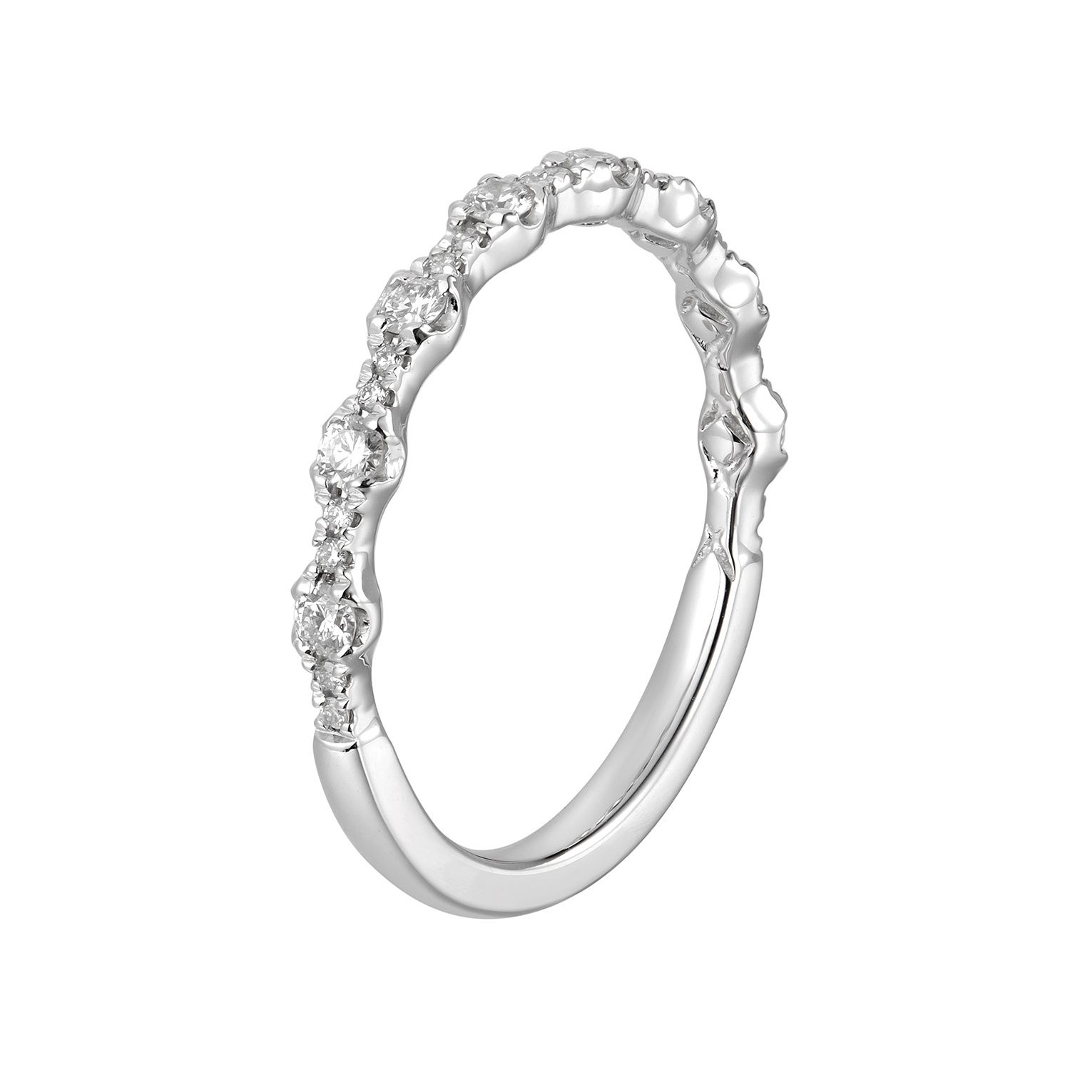 14K White/Yellow Gold Round Natural Diamond  Wedding Band MZ1654, Colour: 14KWhite-1.8g-0.318ct-ND