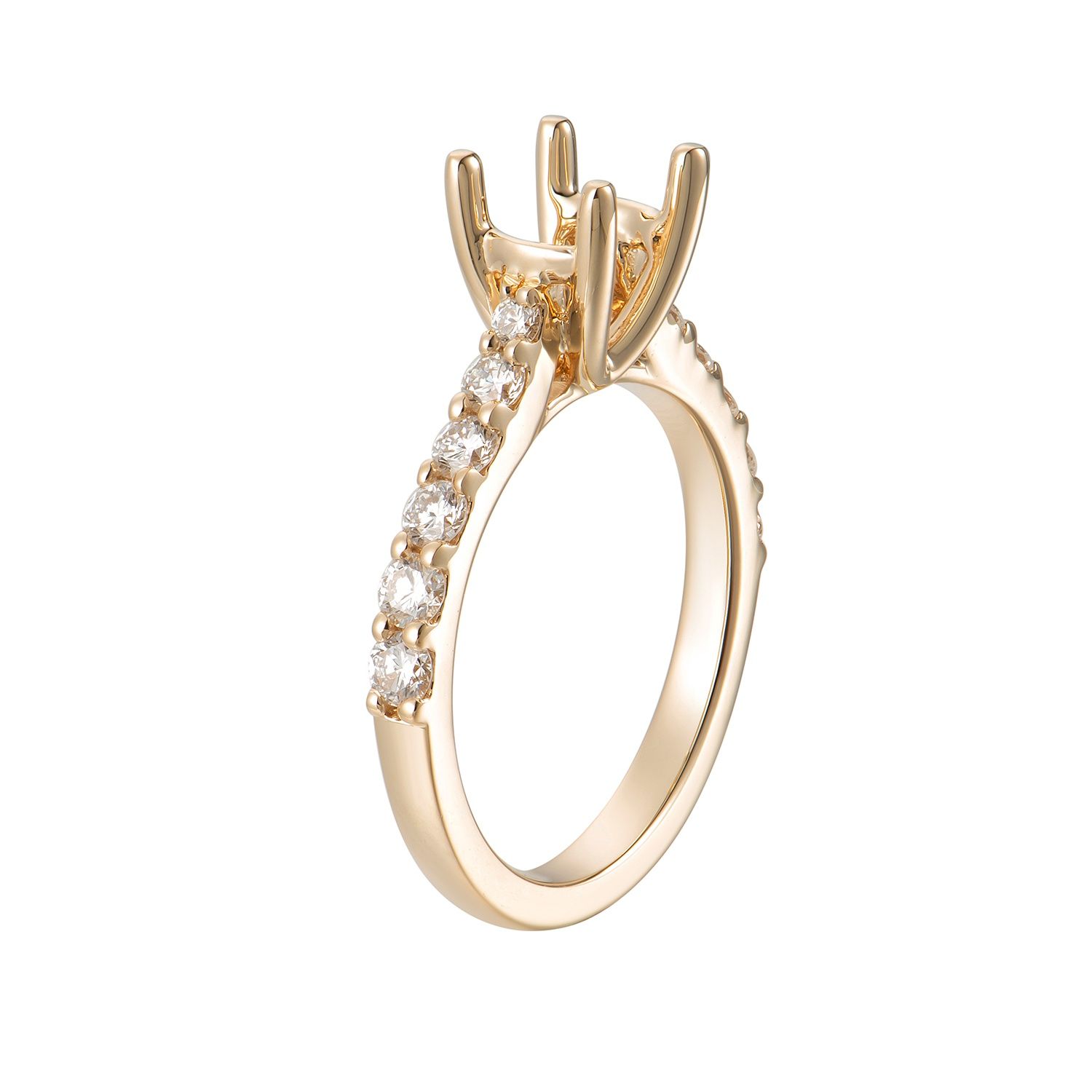 14K Yellow/ White Gold Classic Round Center Natural Diamond Engagement MZ61315, Colour: 14KYellow-4.44g-0.705ct-ND