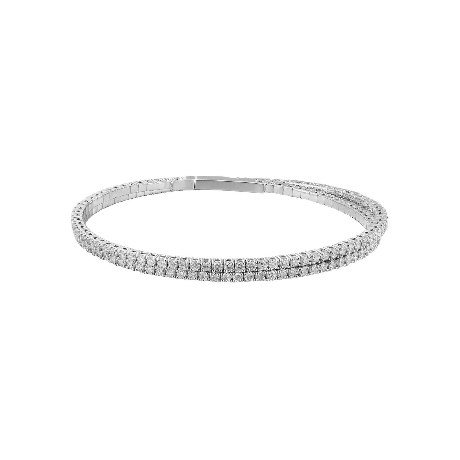 14K White/Yellow Gold Round Natural Diamond  Bangle MZ2397, Colour: 14KWhite-10.79g-3.742ct-ND