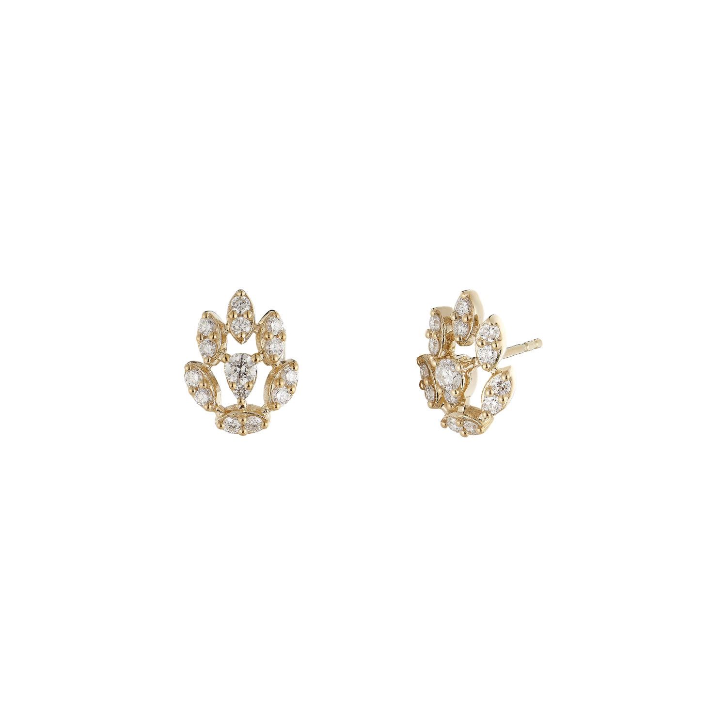 14K Yellow Gold Round Natural Diamond  Stud Earrings MZ72078