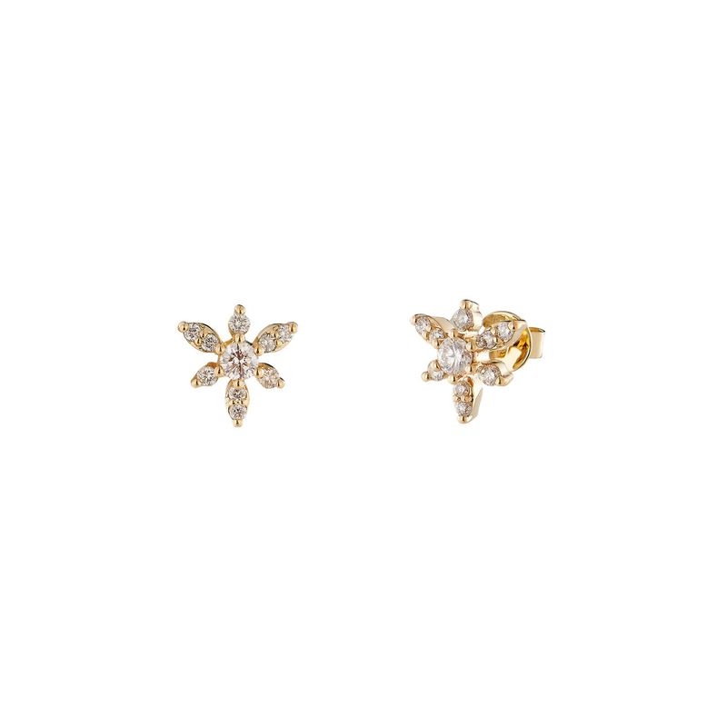 14K Yellow Gold Round Natural Diamond  Stud Earrings MZ10310