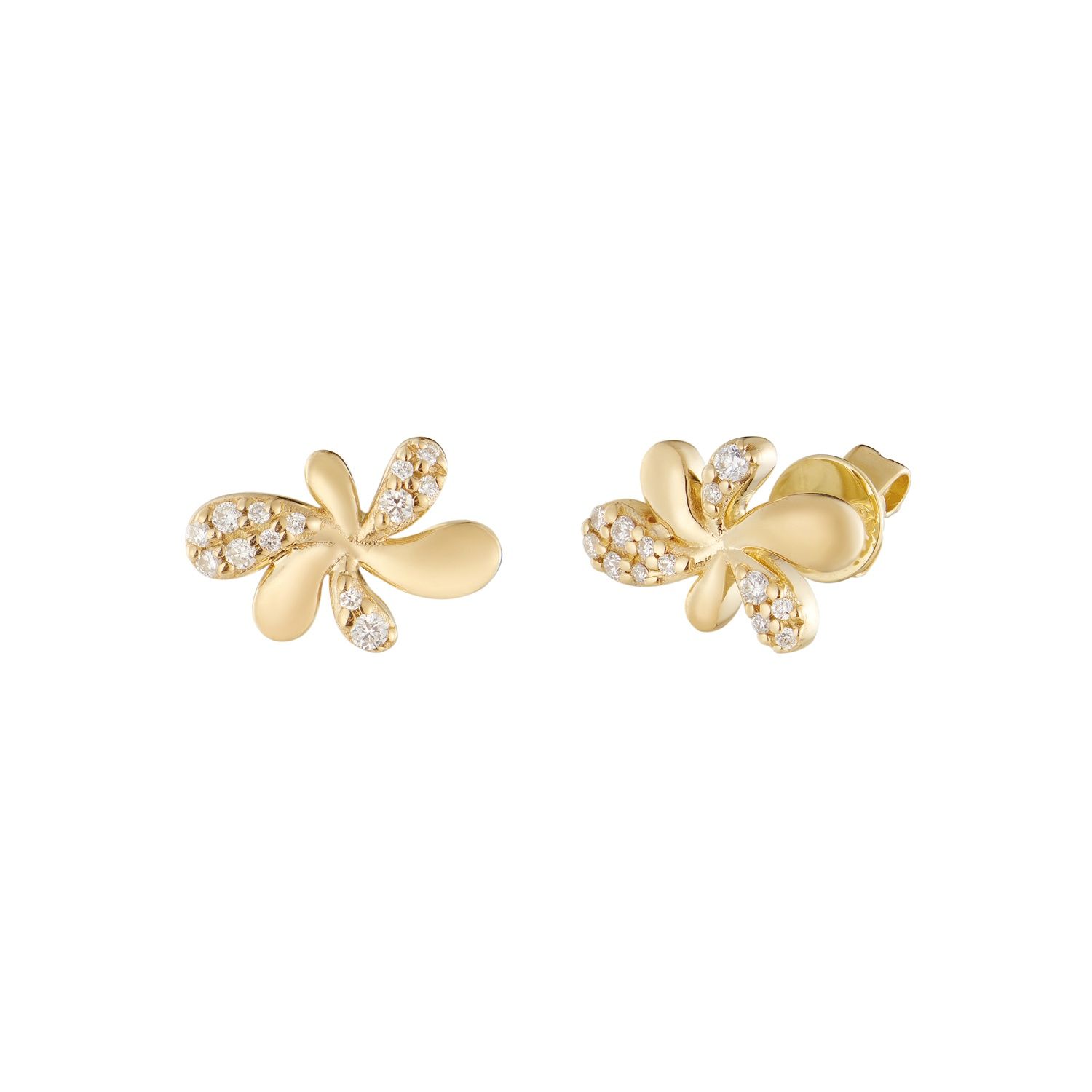 14K Yellow Gold Round Natural Diamond  Stud Earrings MZ71996