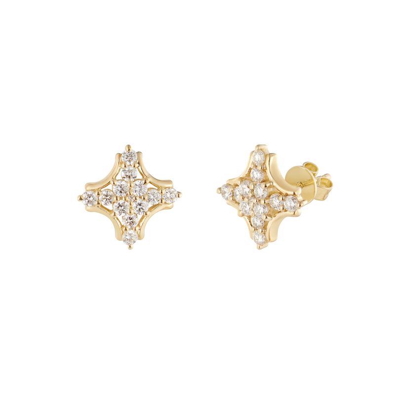 14K Yellow Gold Round Natural Diamond  Stud Earrings MZ72016