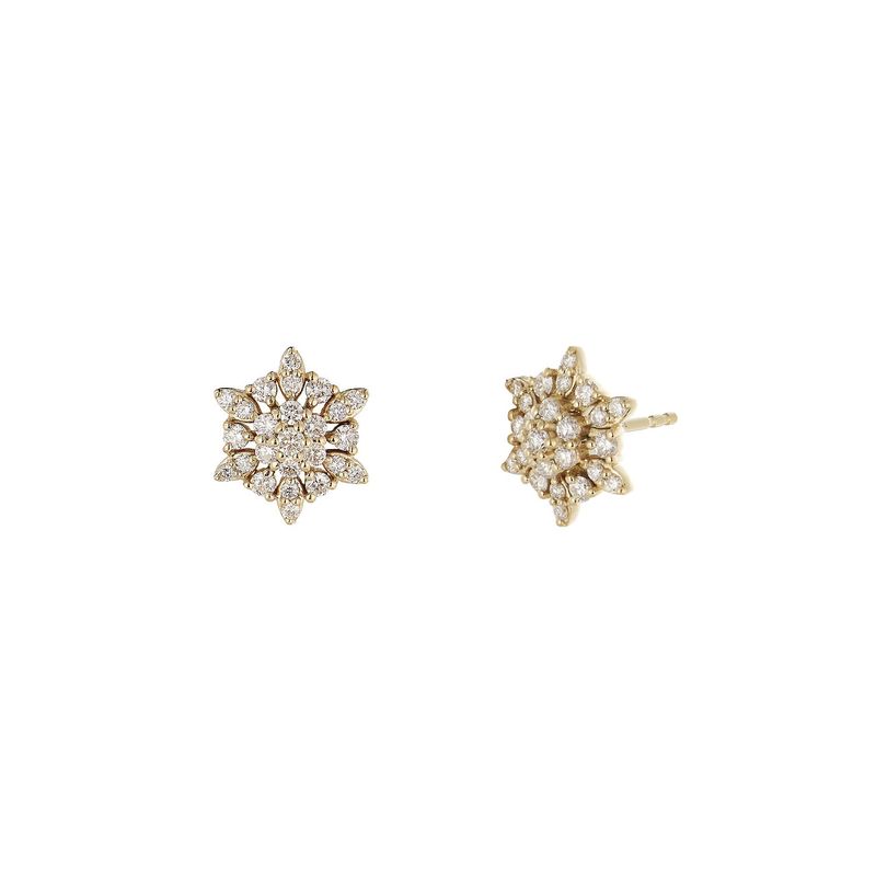 14K Yellow Gold Round Natural Diamond  Stud Earrings MZ72072