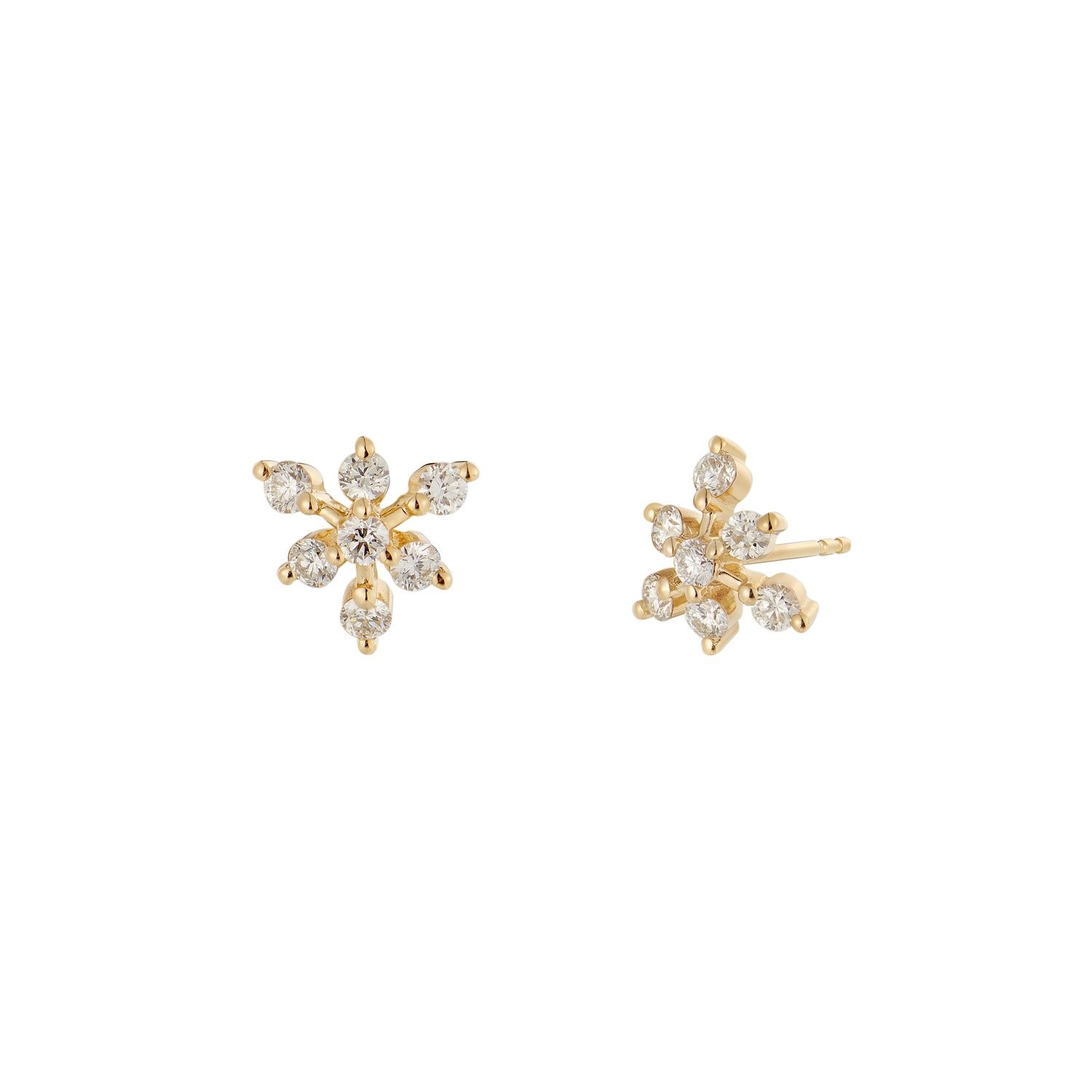14K Yellow Gold Round Natural Diamond  Stud Earrings MZ10356