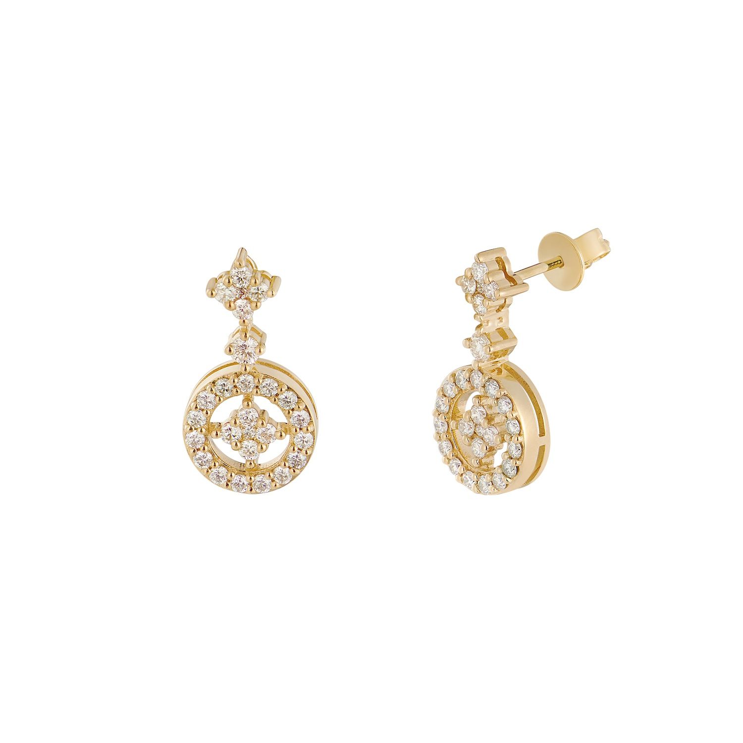 14K Yellow Gold Round Natural Diamond  Stud Earrings MZ10267