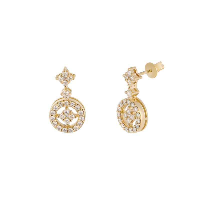 14K Yellow Gold Round Natural Diamond  Stud Earrings MZ10267