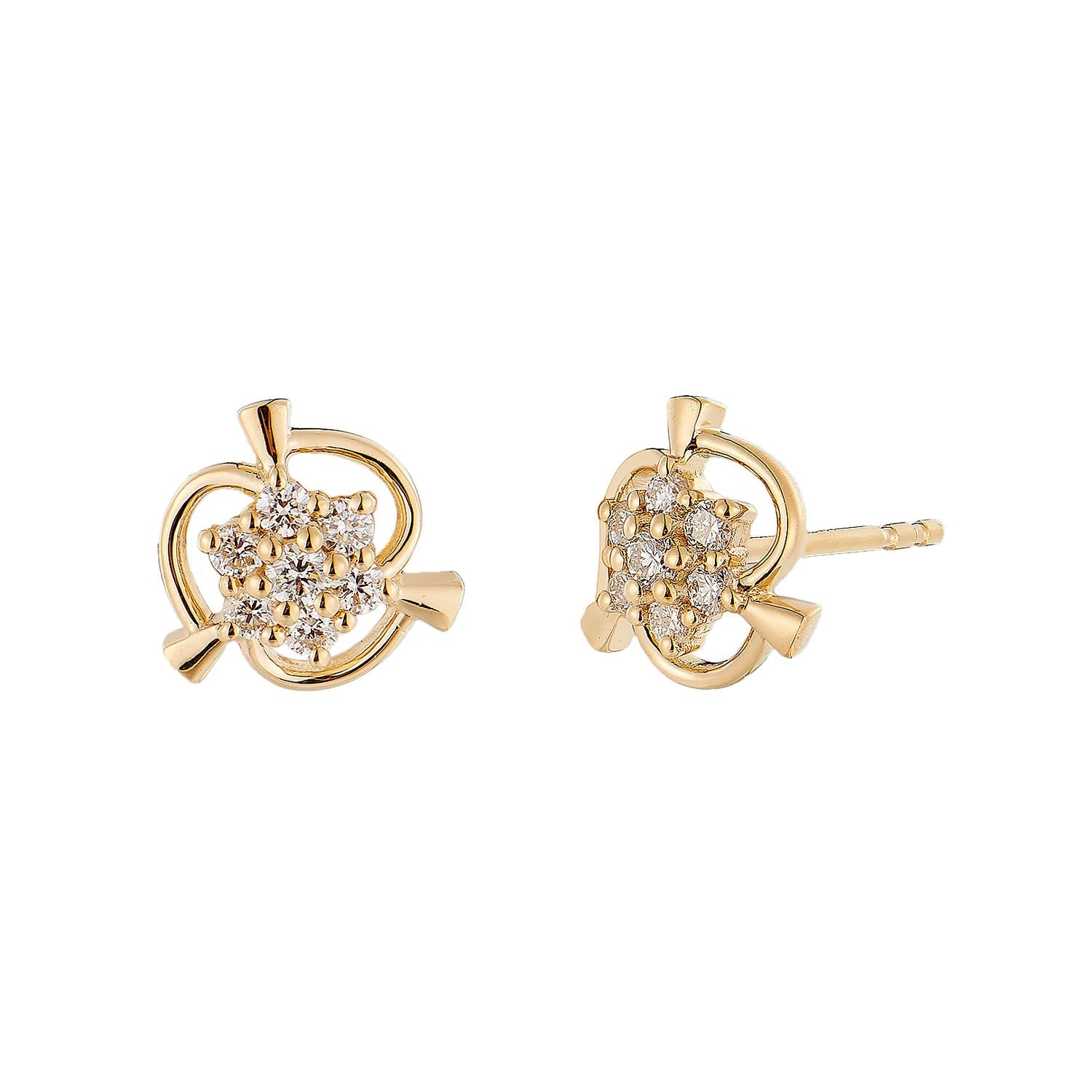 14K Yellow Gold Natural Diamond  Stud Earrings MZ72099