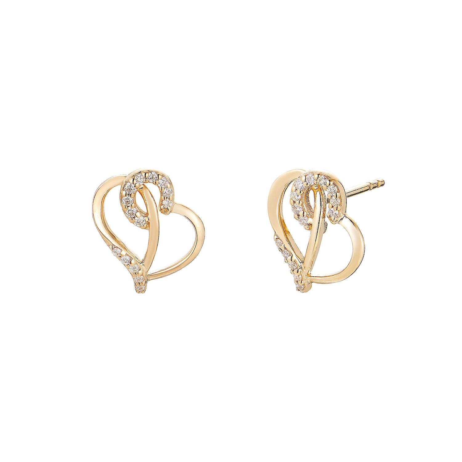 14K Yellow Gold Round Natural Diamond  Stud Earrings MZ71961