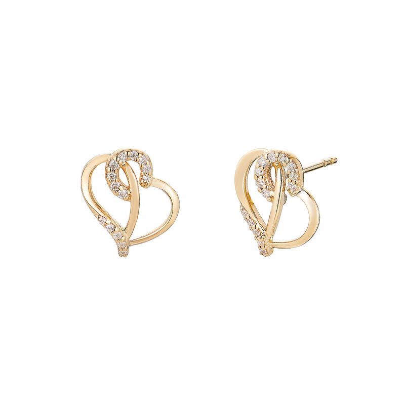14K Yellow Gold Round Natural Diamond  Stud Earrings MZ71961