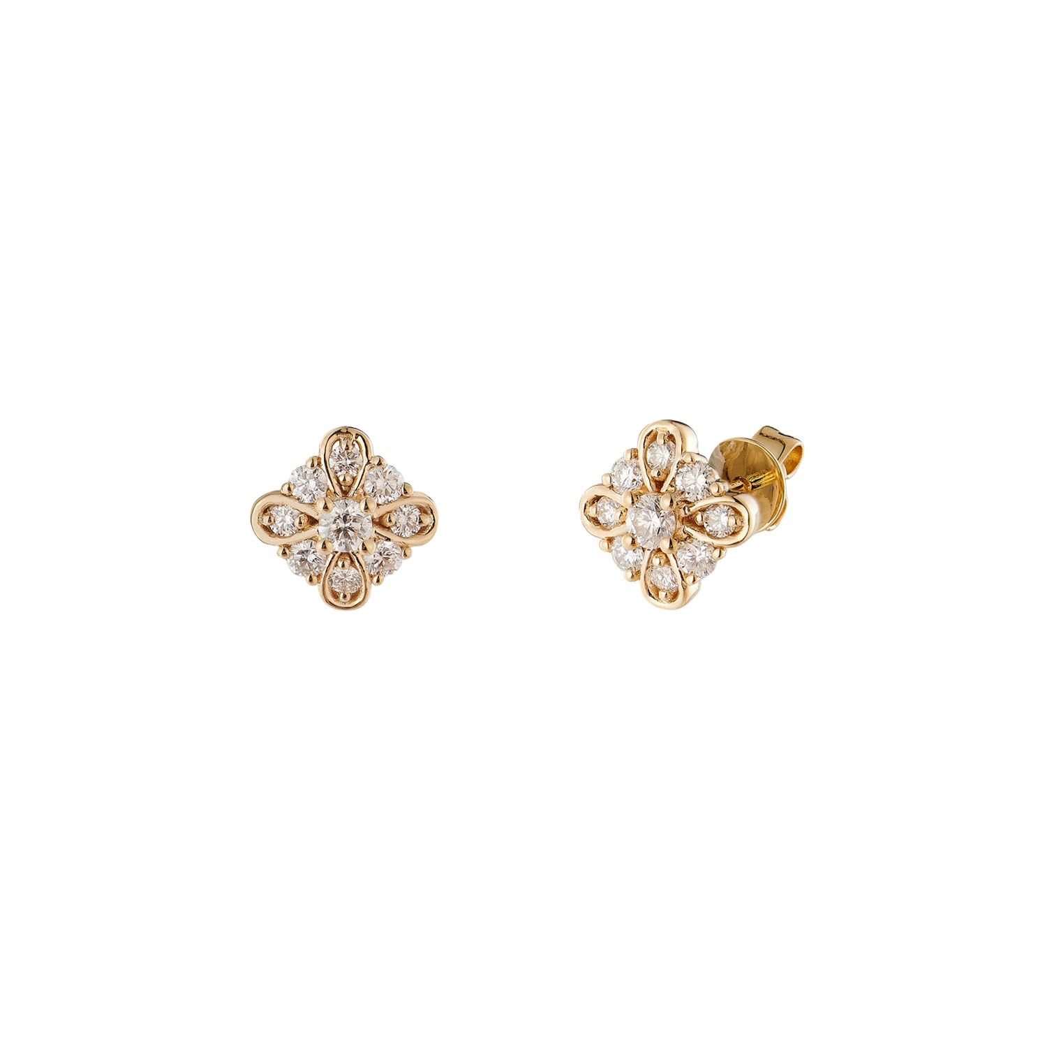 14K Yellow Gold Round Natural Diamond  Stud Earrings MZ10311