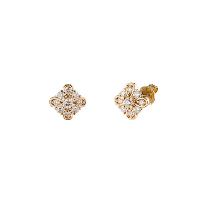 14K Yellow Gold Round Natural Diamond  Stud Earrings MZ10311