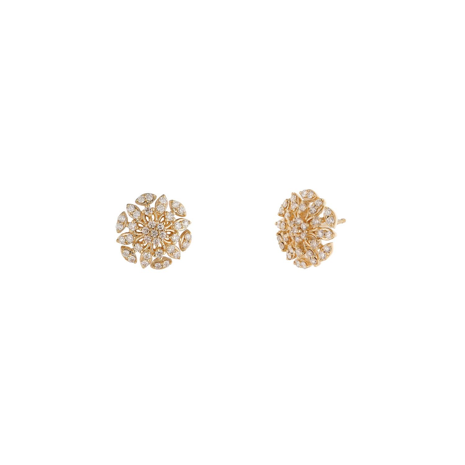 14K Yellow Gold Round Natural Diamond  Stud Earrings MZ10340