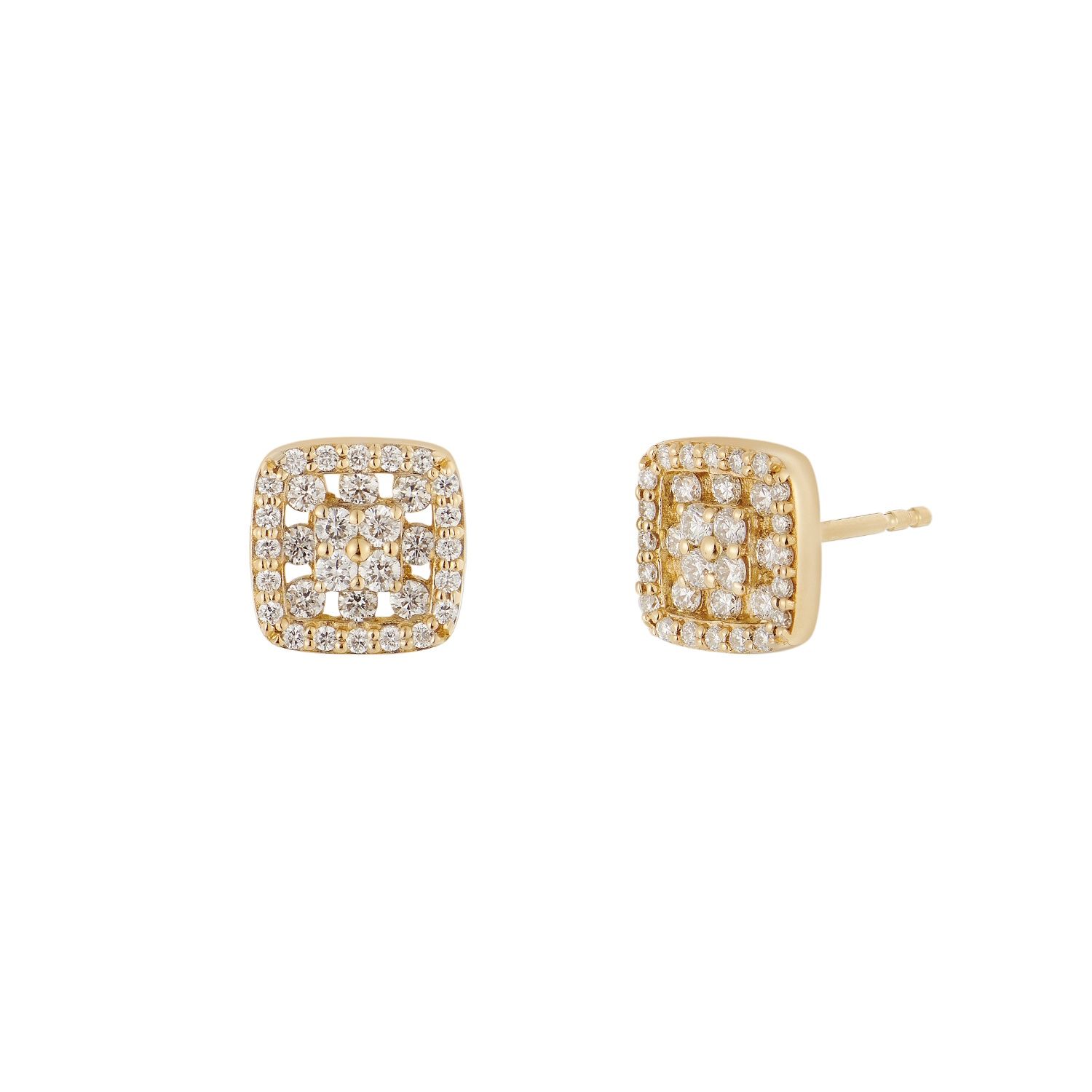 14K Yellow Gold Round Natural Diamond  Stud Earrings MZ10355