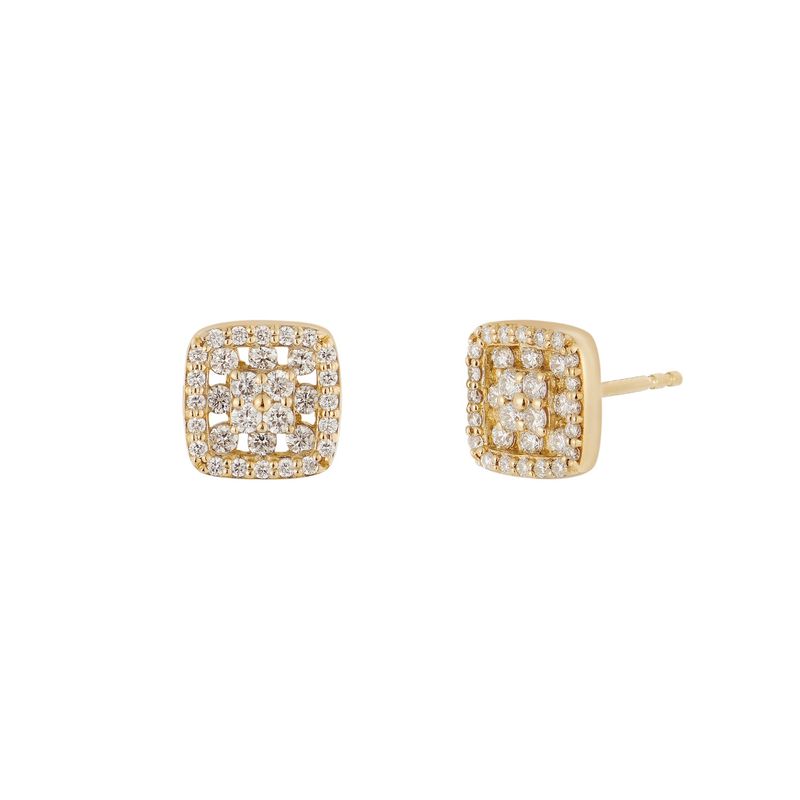 14K Yellow Gold Round Natural Diamond  Stud Earrings MZ10355