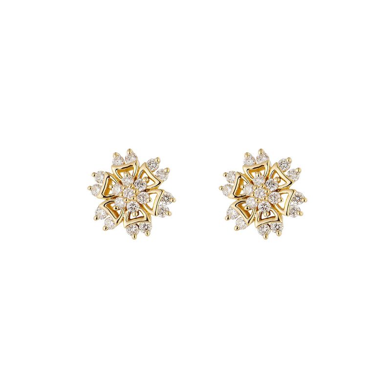 Mia Monserrat 14K Yellow Gold Natural Diamond  Round Stud Earrings MZ10366 Natural Diamond