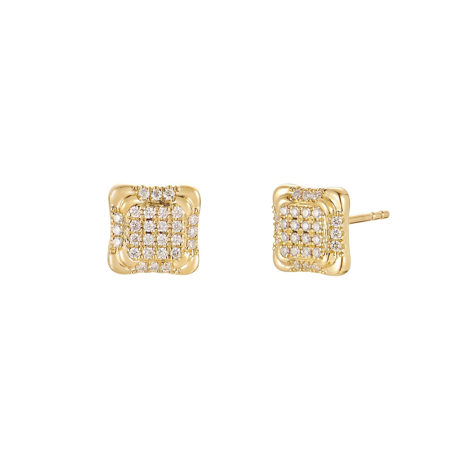 14K Yellow Gold Natural Diamond  Stud Earrings MZ10039