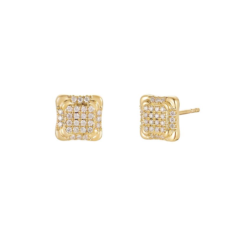 14K Yellow Gold Natural Diamond  Stud Earrings MZ10039