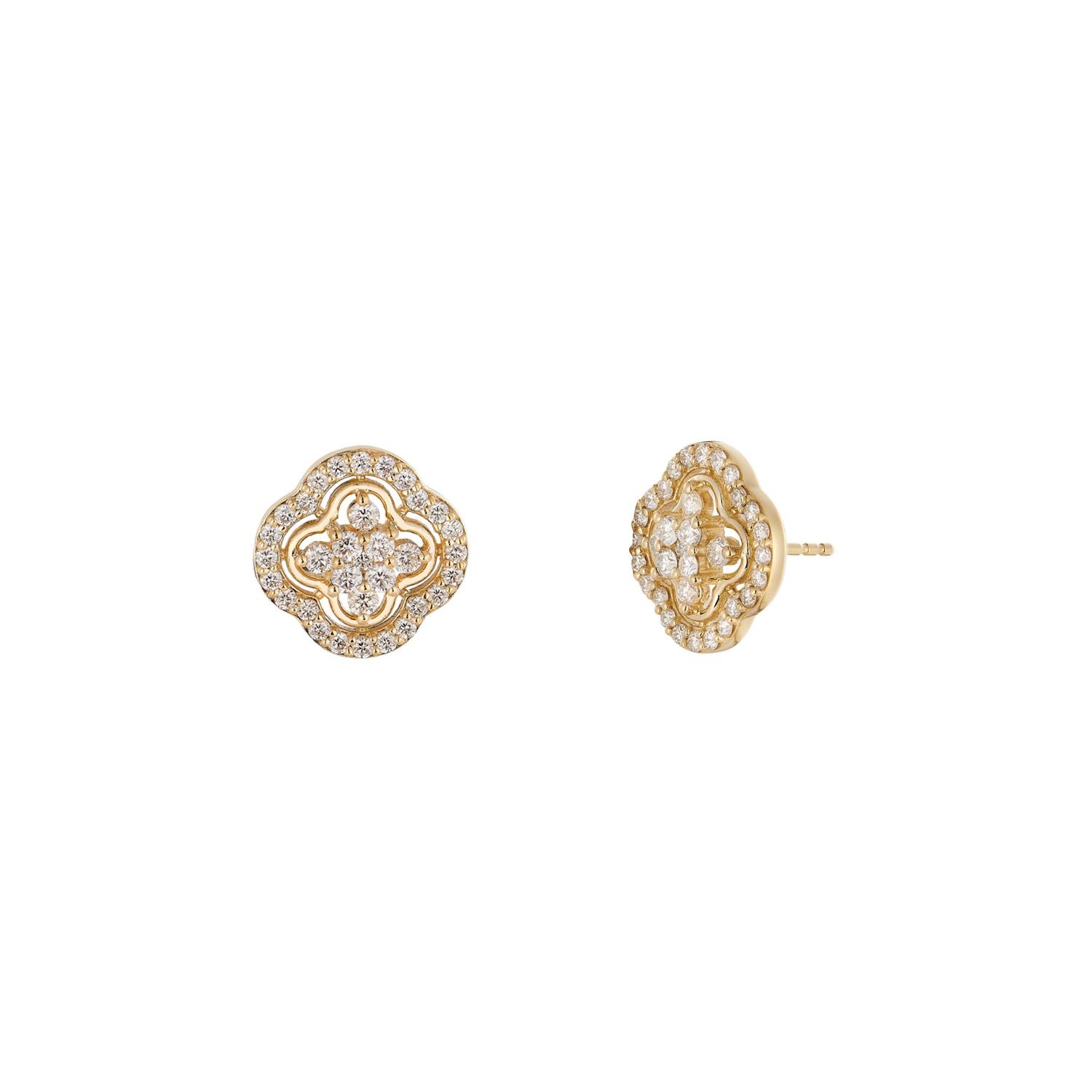 14K Yellow Gold Round Natural Diamond  Stud Earrings MZ10342