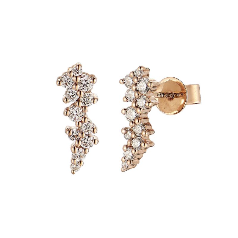 14K Rose Gold Round Natural Diamond  Stud Earrings MZ61483