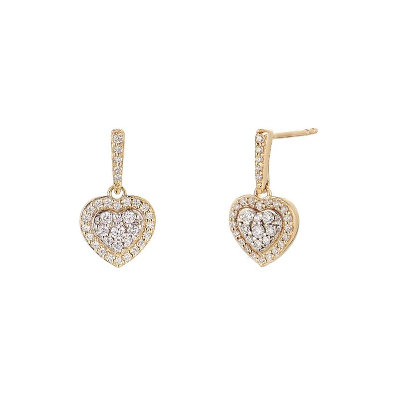 14K White Gold &amp;14K Yellow Gold Natural Diamond  Stud Earrings MZ10092