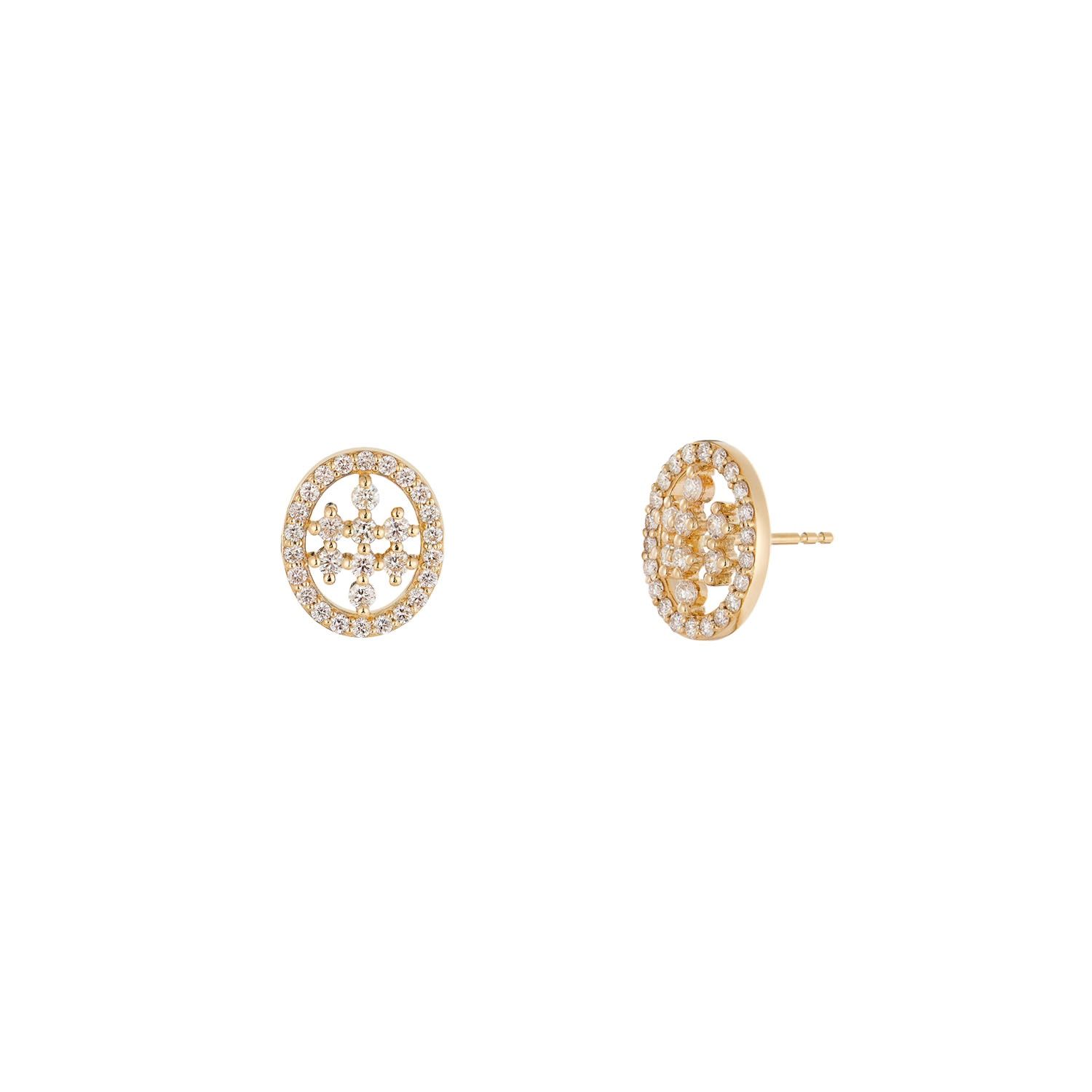 14K Yellow Gold Round Natural Diamond  Stud Earrings MZ10339