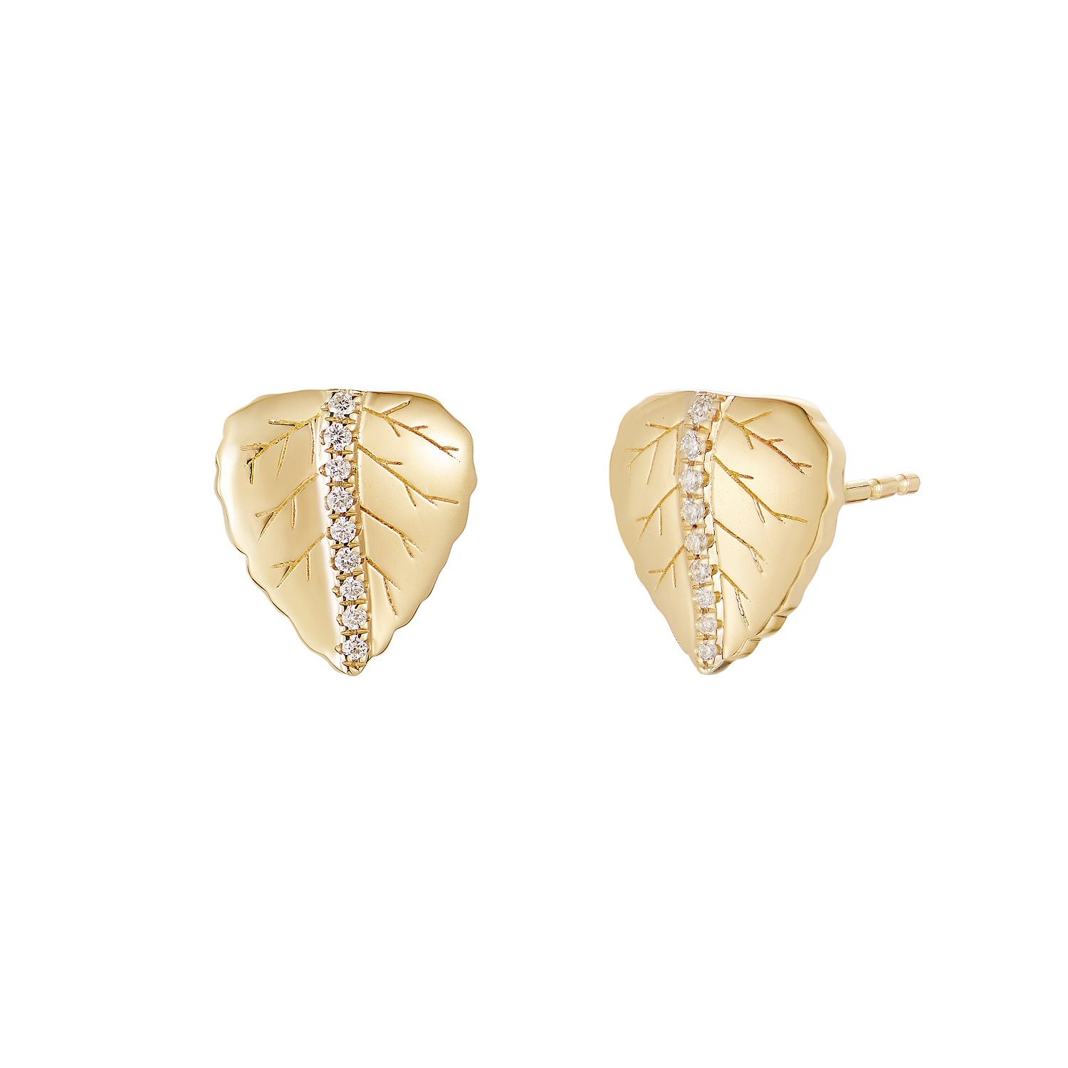 14K Yellow Gold Natural Diamond  Stud Earrings MZ9973