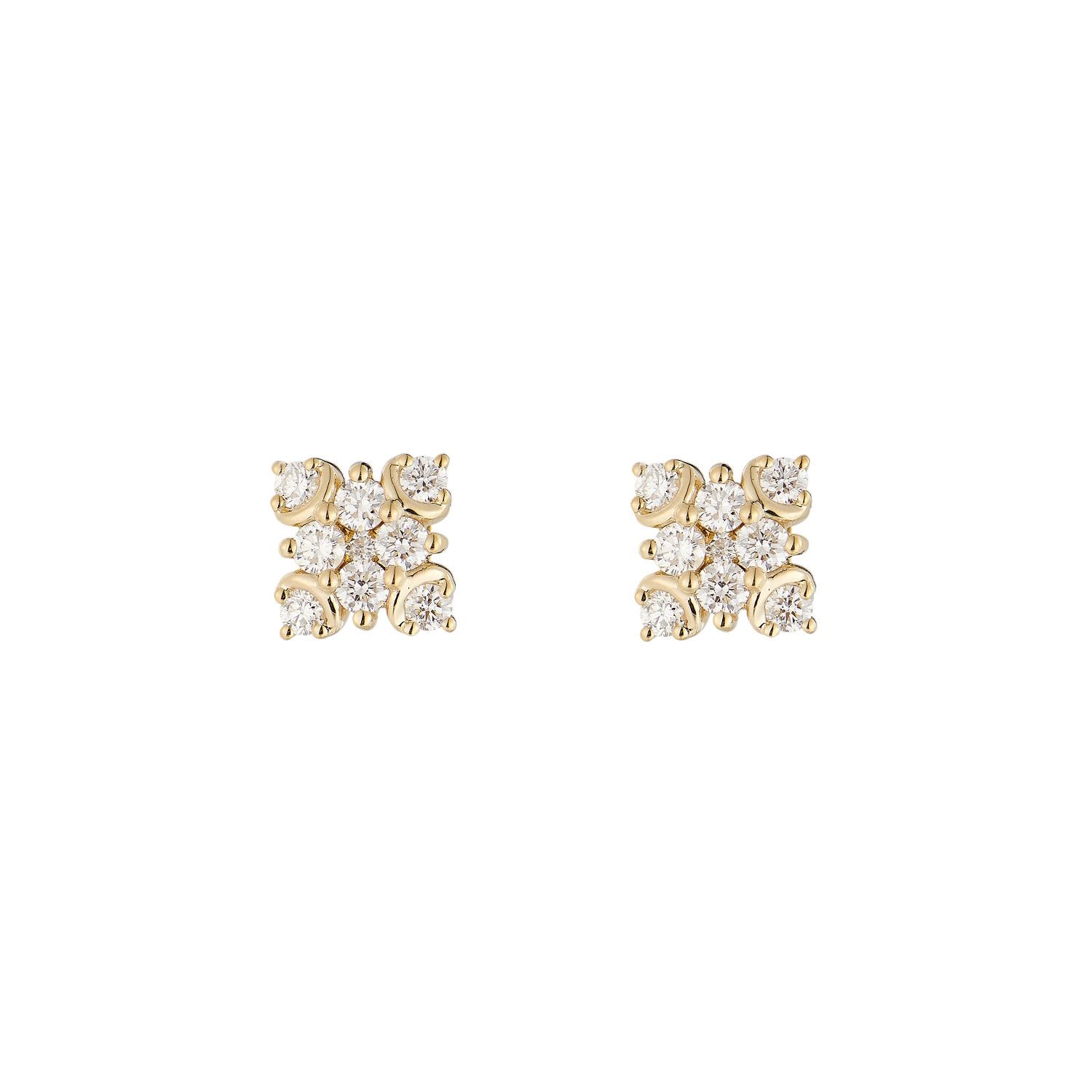 14K Yellow Gold Natural Diamond  Round Stud Earrings MZ10365 Natural Diamond