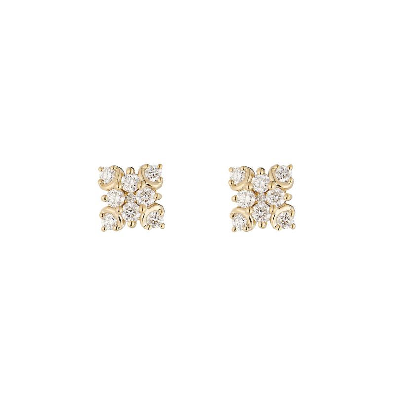 14K Yellow Gold Natural Diamond  Round Stud Earrings MZ10365 Natural Diamond