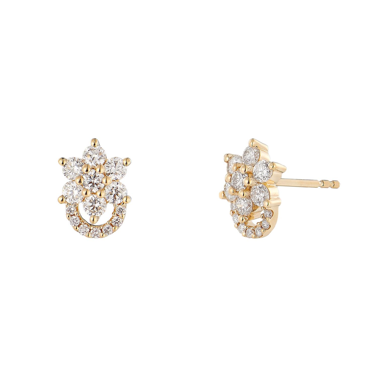 14K Yellow Gold Natural Diamond  Stud Earrings MZ10345