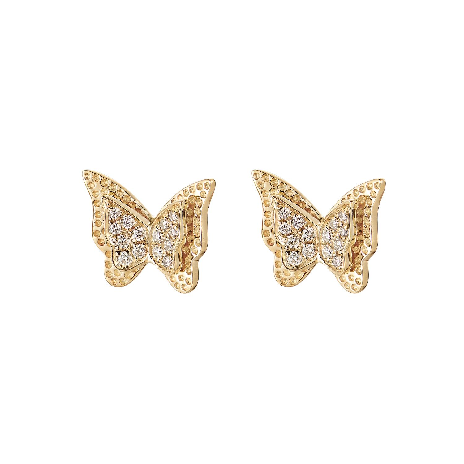 14K Yellow Gold Natural Diamond  Stud Earrings MZ71565