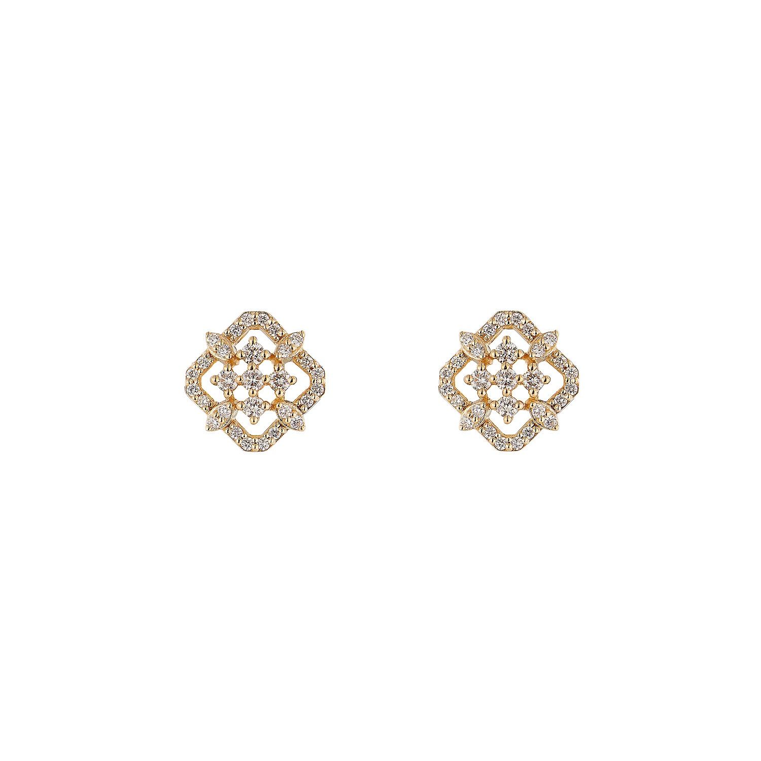 14K Yellow Gold Natural Diamond  Round Stud Earrings MZ72096