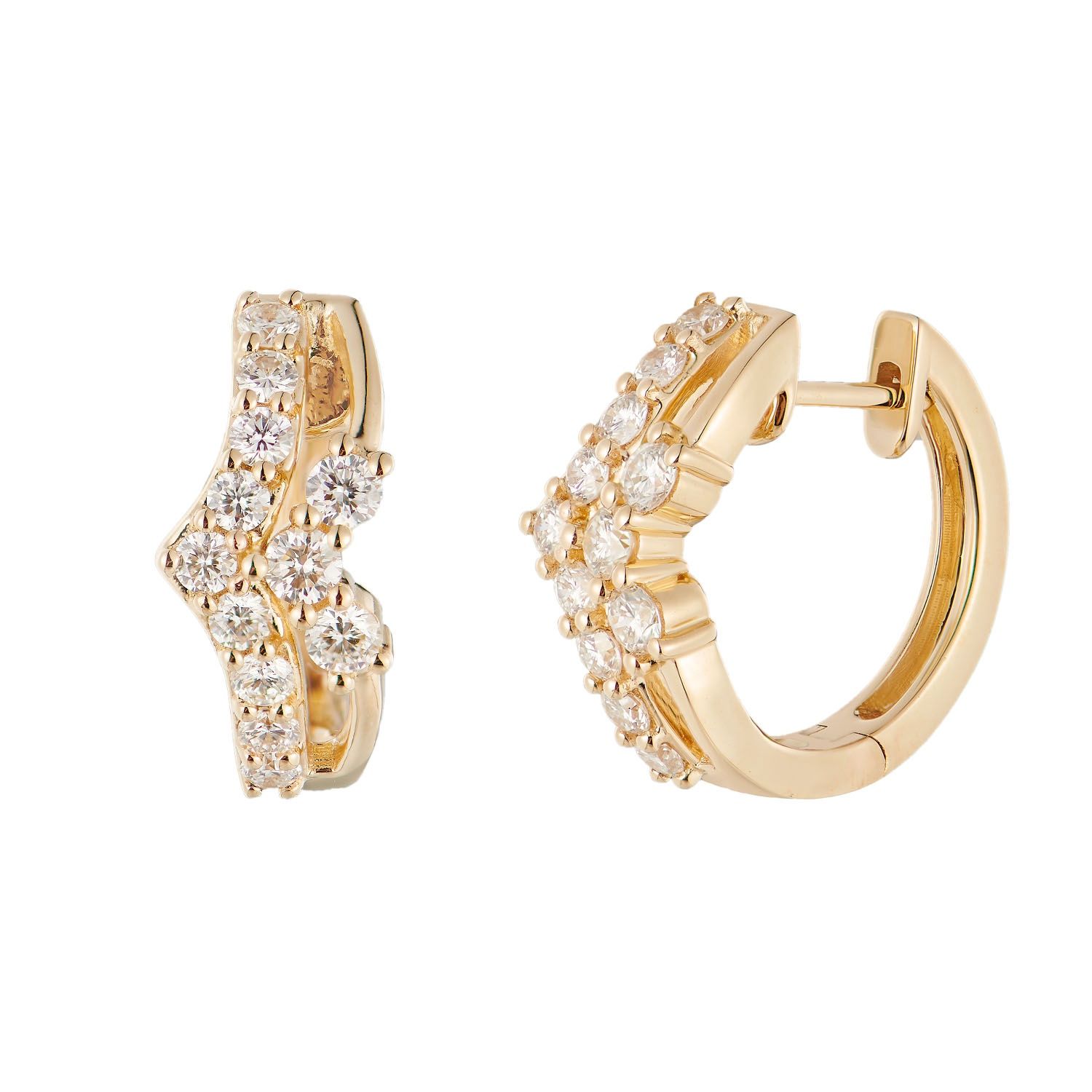 14K Yellow Gold Round Natural Diamond  Hoop Earrings MZ71601