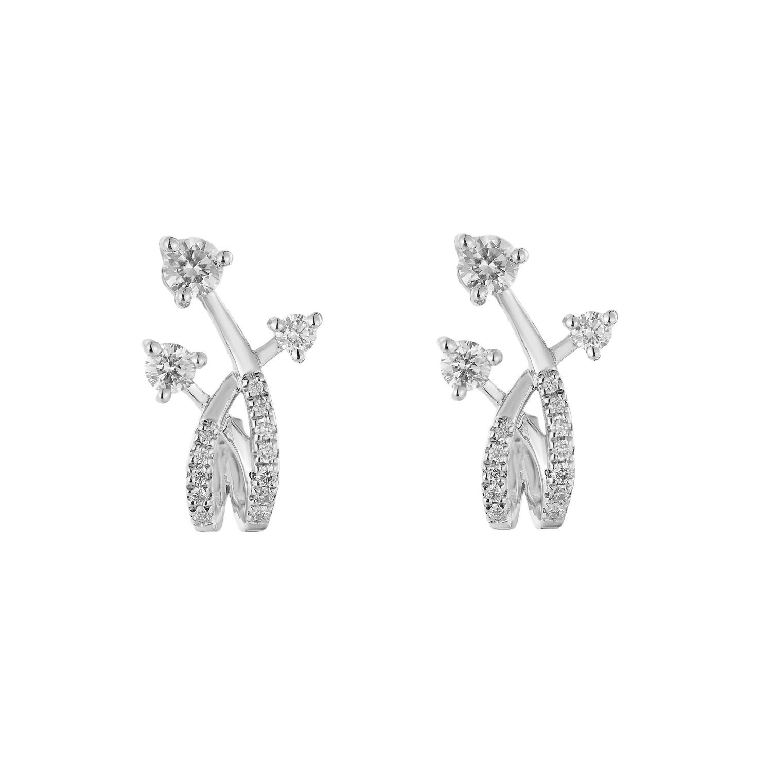 14K White Gold Round Natural Diamond  Stud Earrings MZ71596