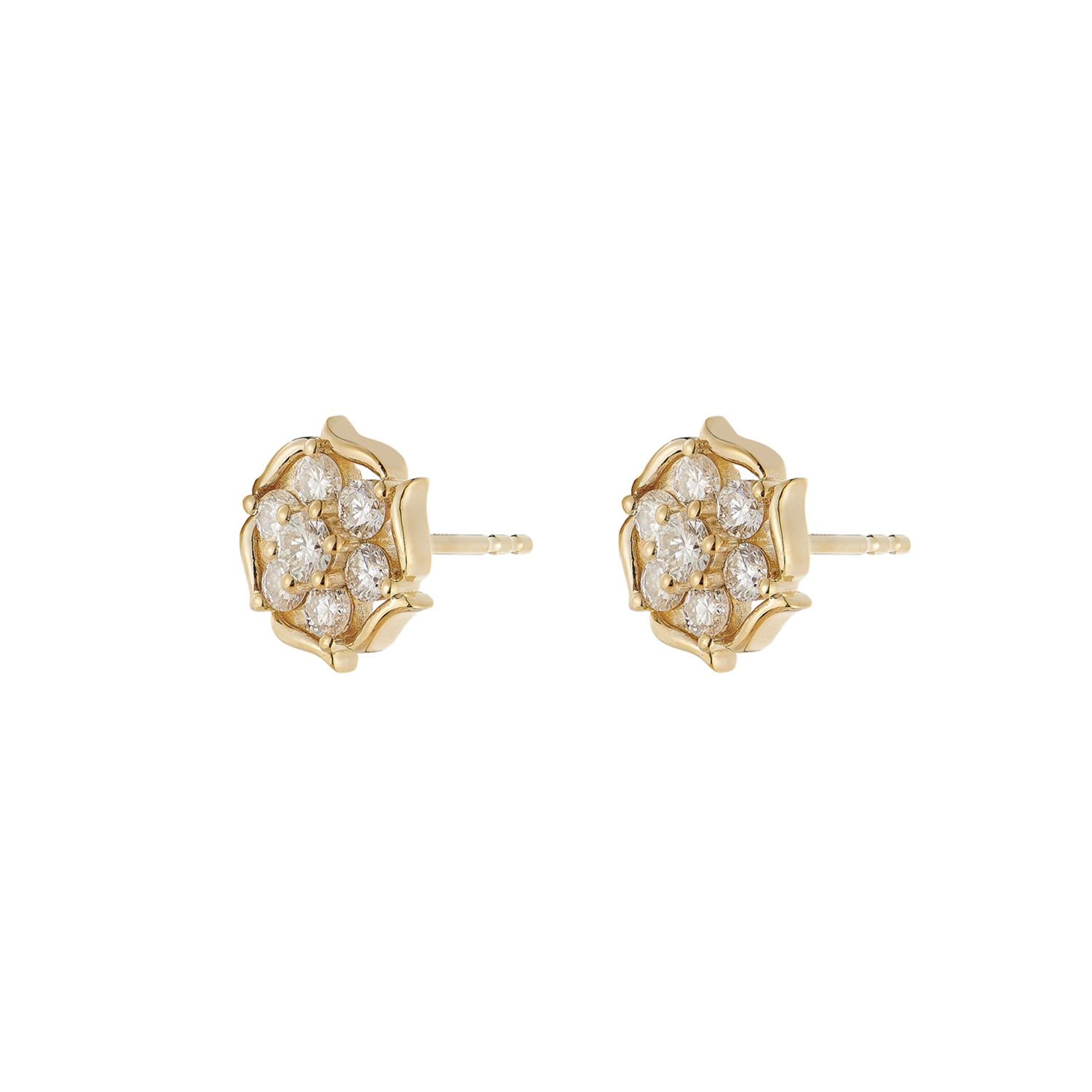 14K Yellow Gold Round Natural Diamond  Stud Earrings MZ72068