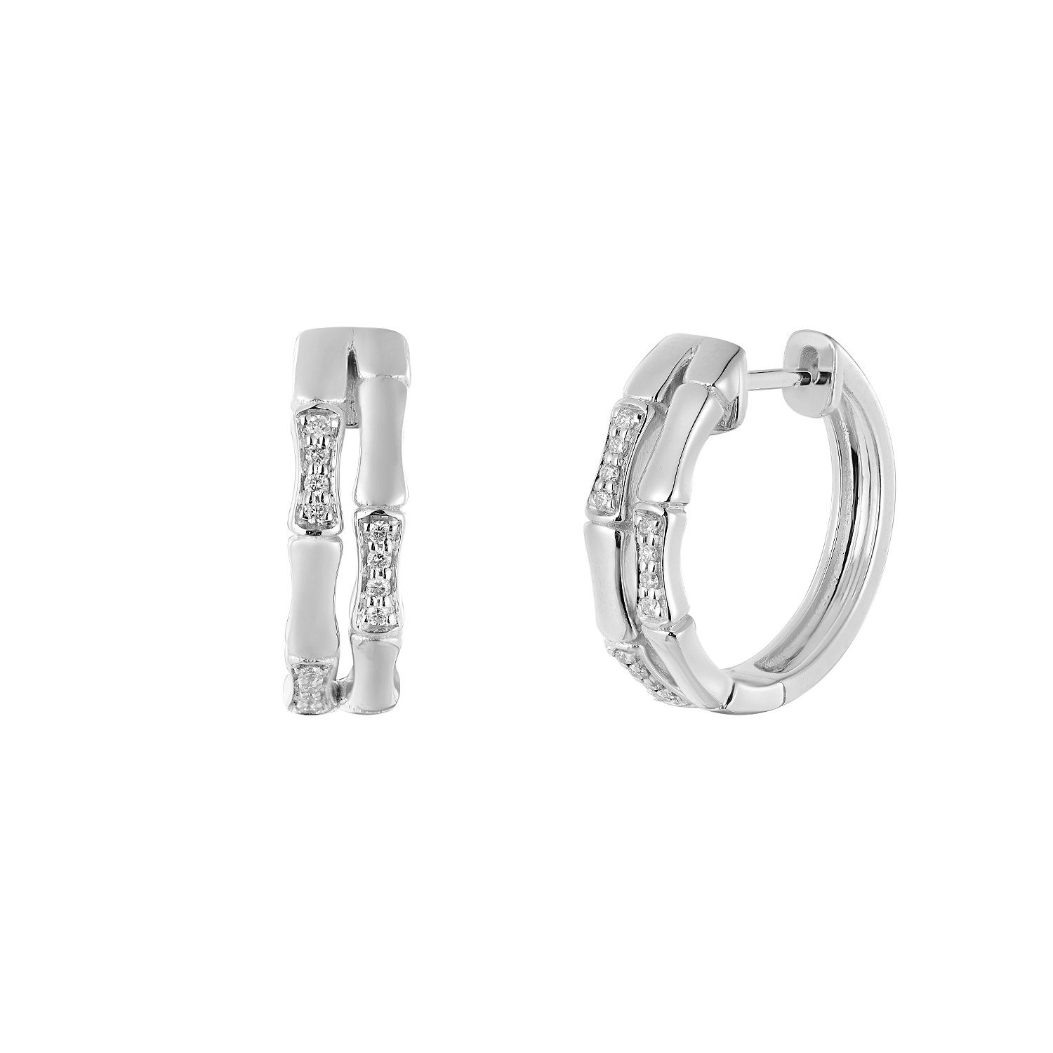 14K White Gold Round Natural Diamond  Hoop Earrings MZ71547