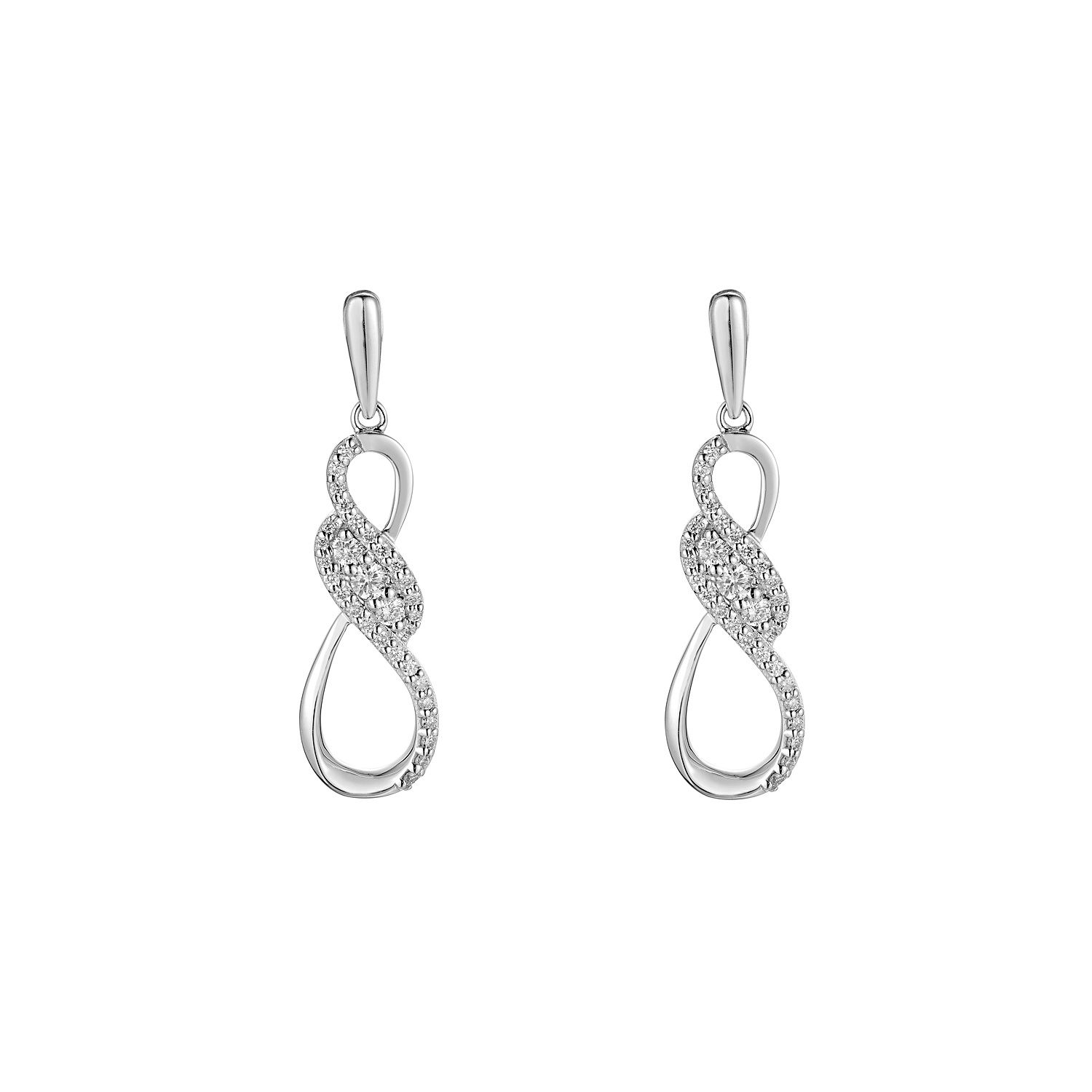 14K White Gold Natural Diamond  Round Stud Earrings MZ71537