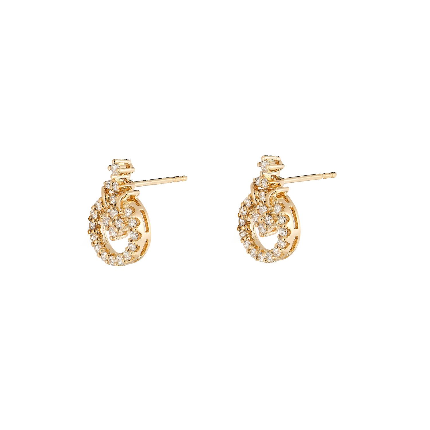 14K Yellow Gold Natural Diamond  Stud Earrings MZ72080