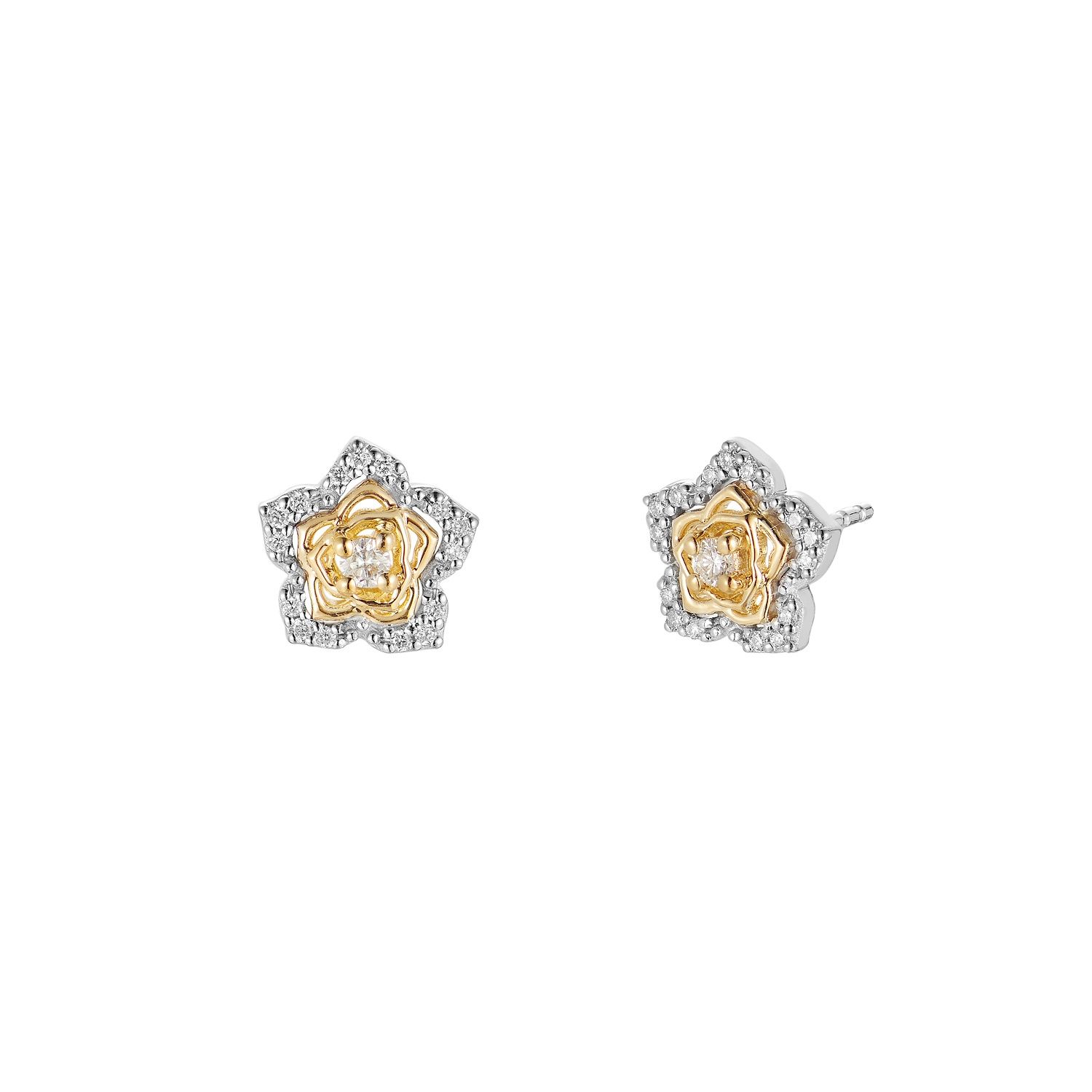 14K White Gold 14K Yellow Gold Natural Diamond  Stud Earrings MZ71781