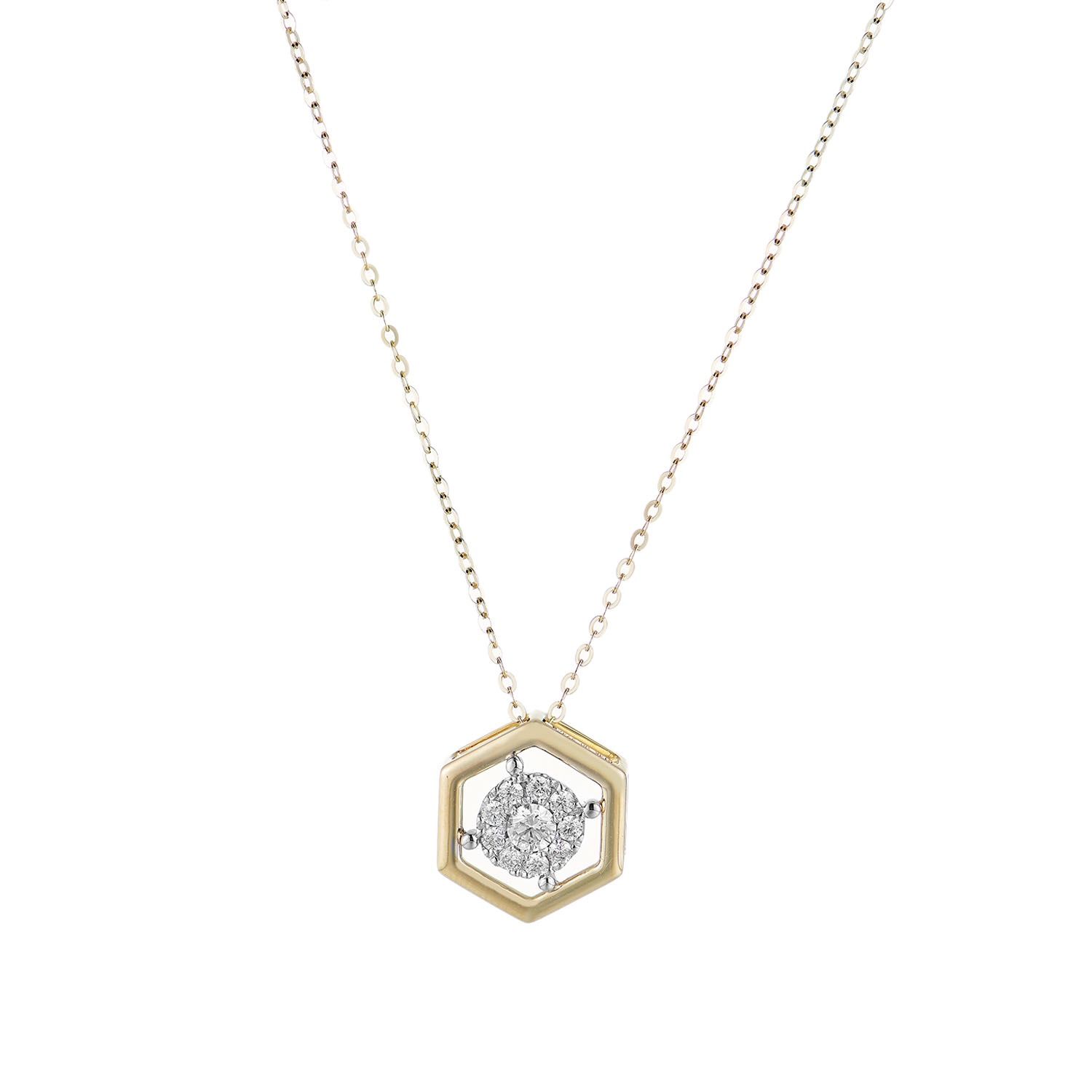 14K White Gold 14K Yellow Gold Natural Diamond Pendant Necklace MZ9312