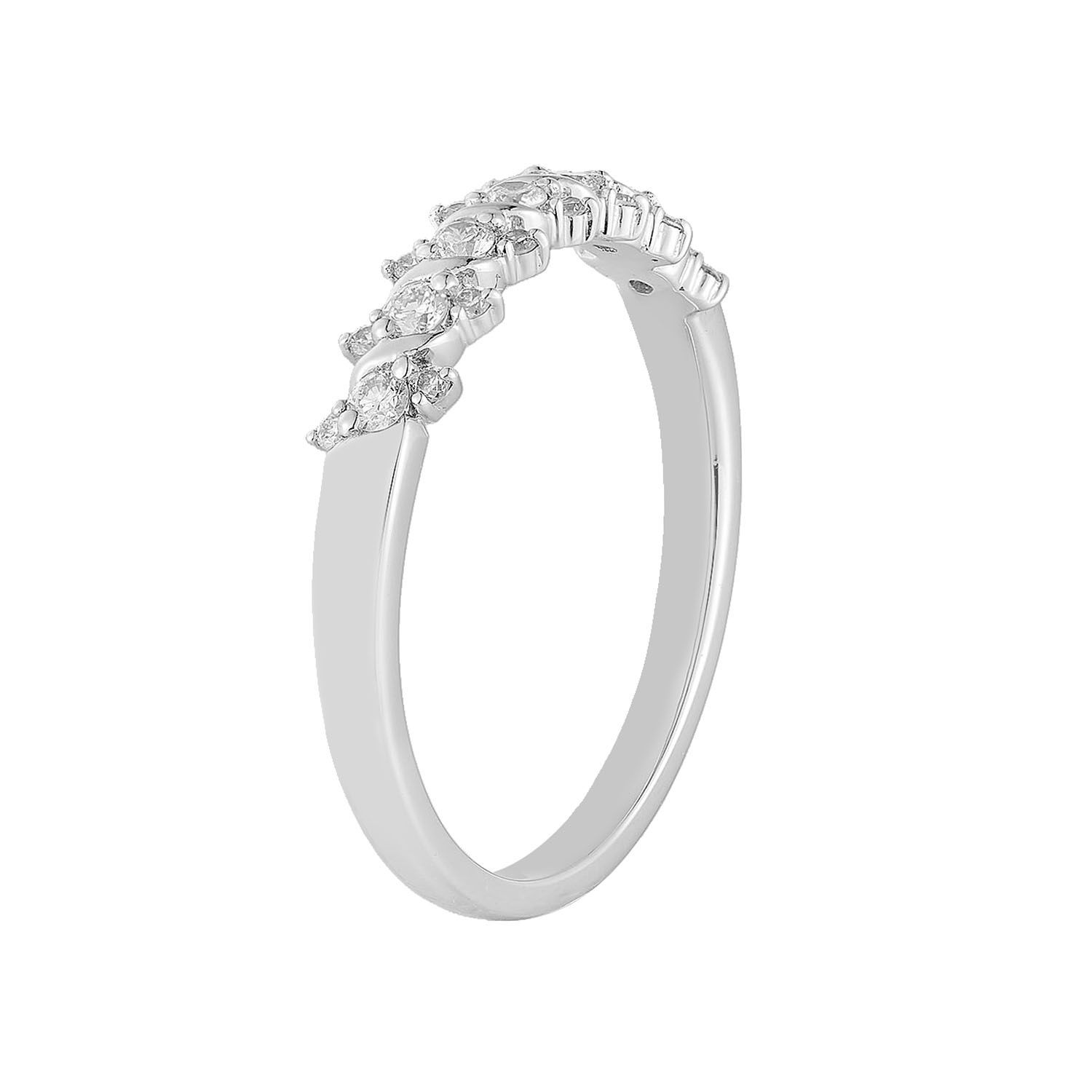 14K White Gold Round Natural Diamond Wedding Band MG-48