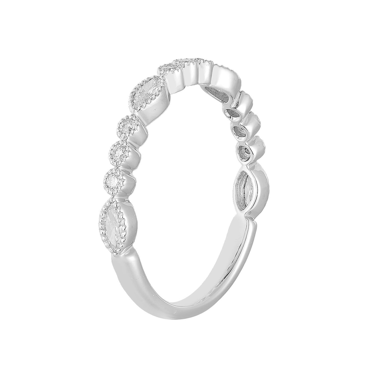 14K White Gold Round And Marquise Lab Grown Diamond Band MZ12062