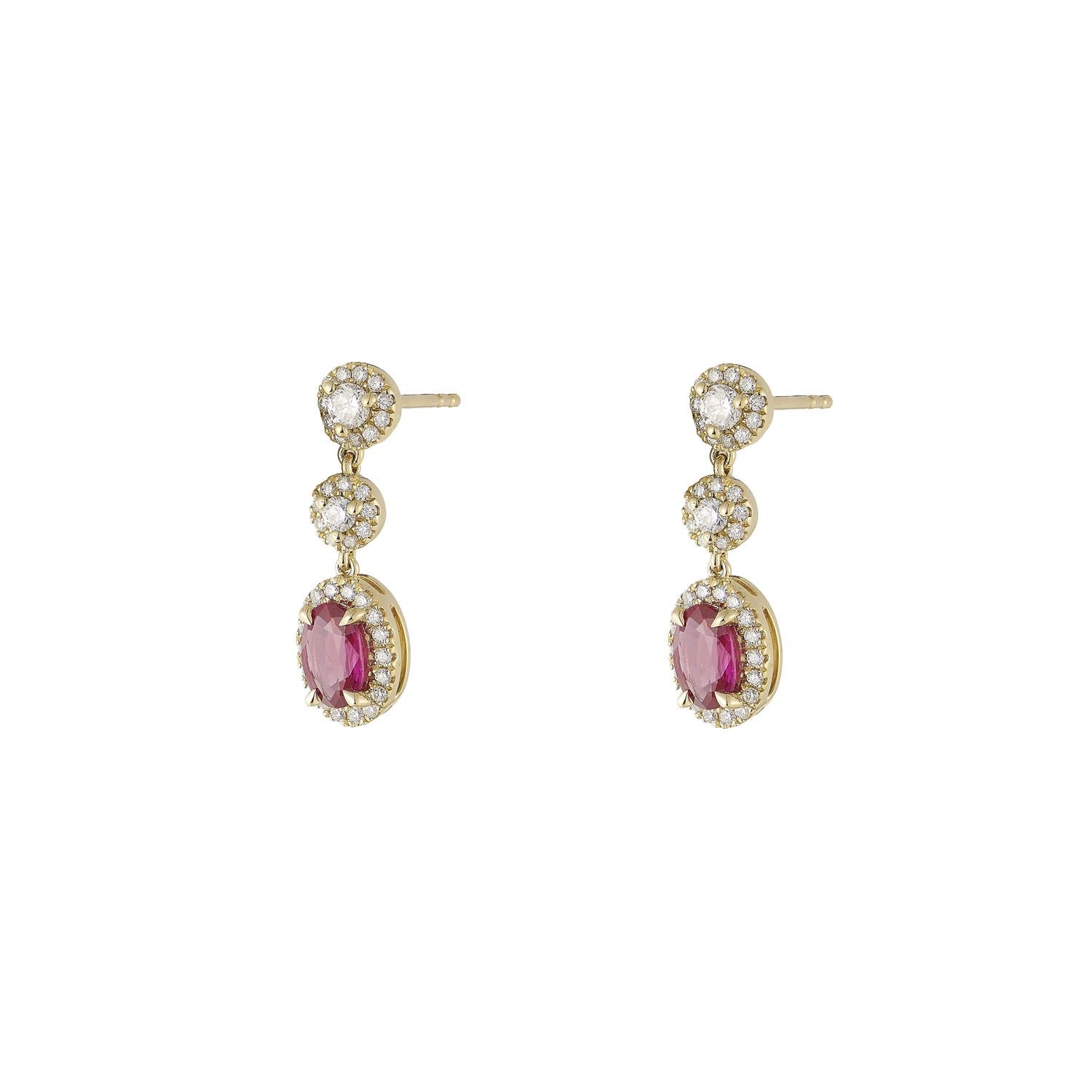 14K Yellow Gold Luxurious Ruby Natural Diamond Earring MZ71074
