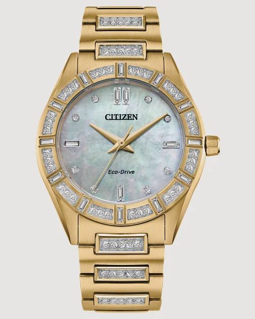 Silhouette Crystal Beige Dial Stainless Steel Bracelet EM1022-51D